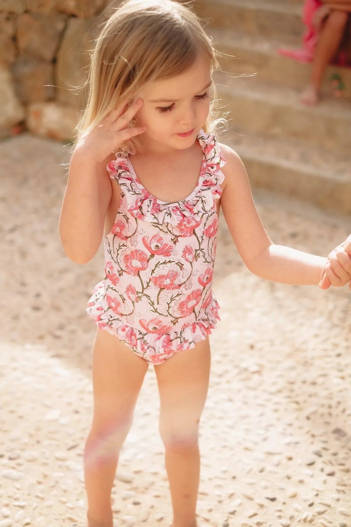 Maillot de bain une pièce bébé fille, rose/ corail | INDIA 1P - Lison Paris