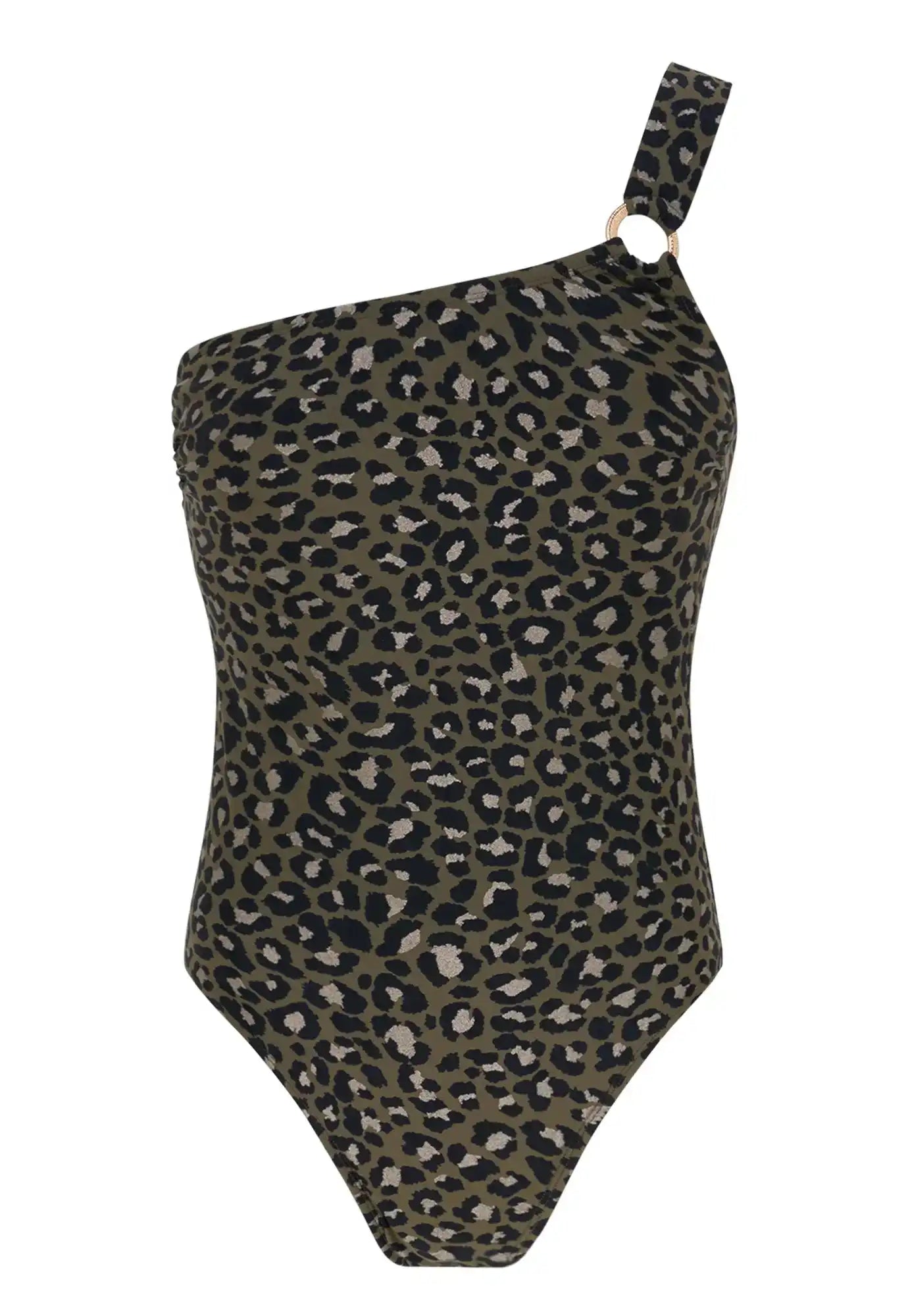 Leopard print one-shoulder women's swimsuit, Lison Paris beachwear collection
