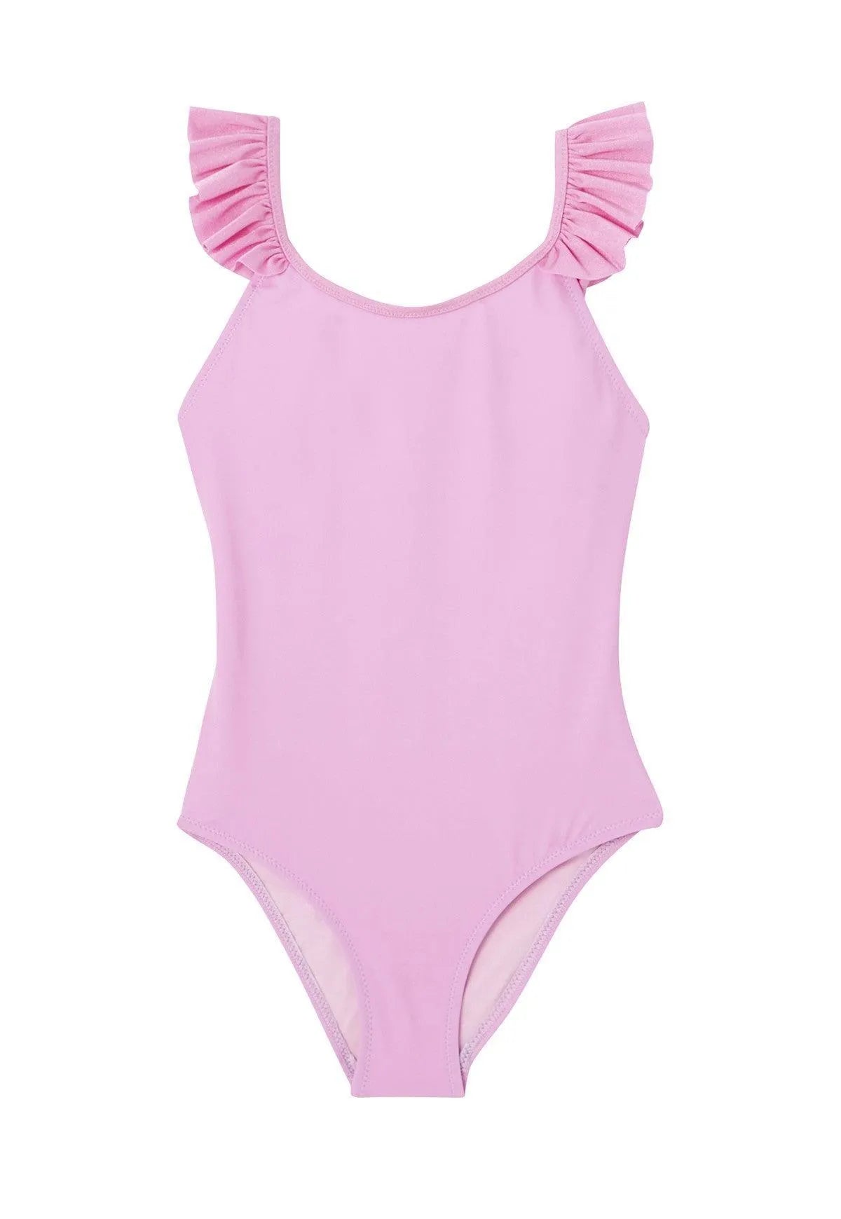 Maillot de bain une pièce fille à volants lilas, UPF50+| BORA BORA 1P - Lison Paris