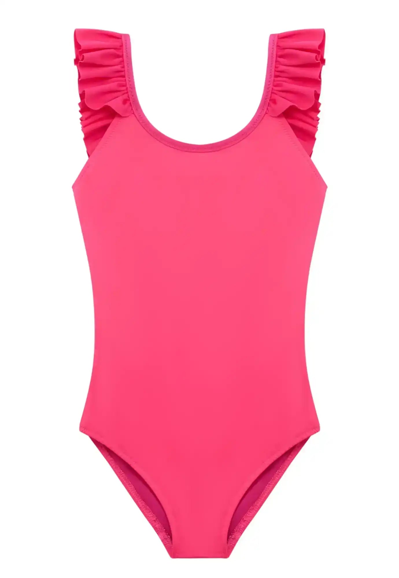 Girls' One-Piece Swimsuit with Ruffles, UPF50+, Hot pink | BORA BORA 1P