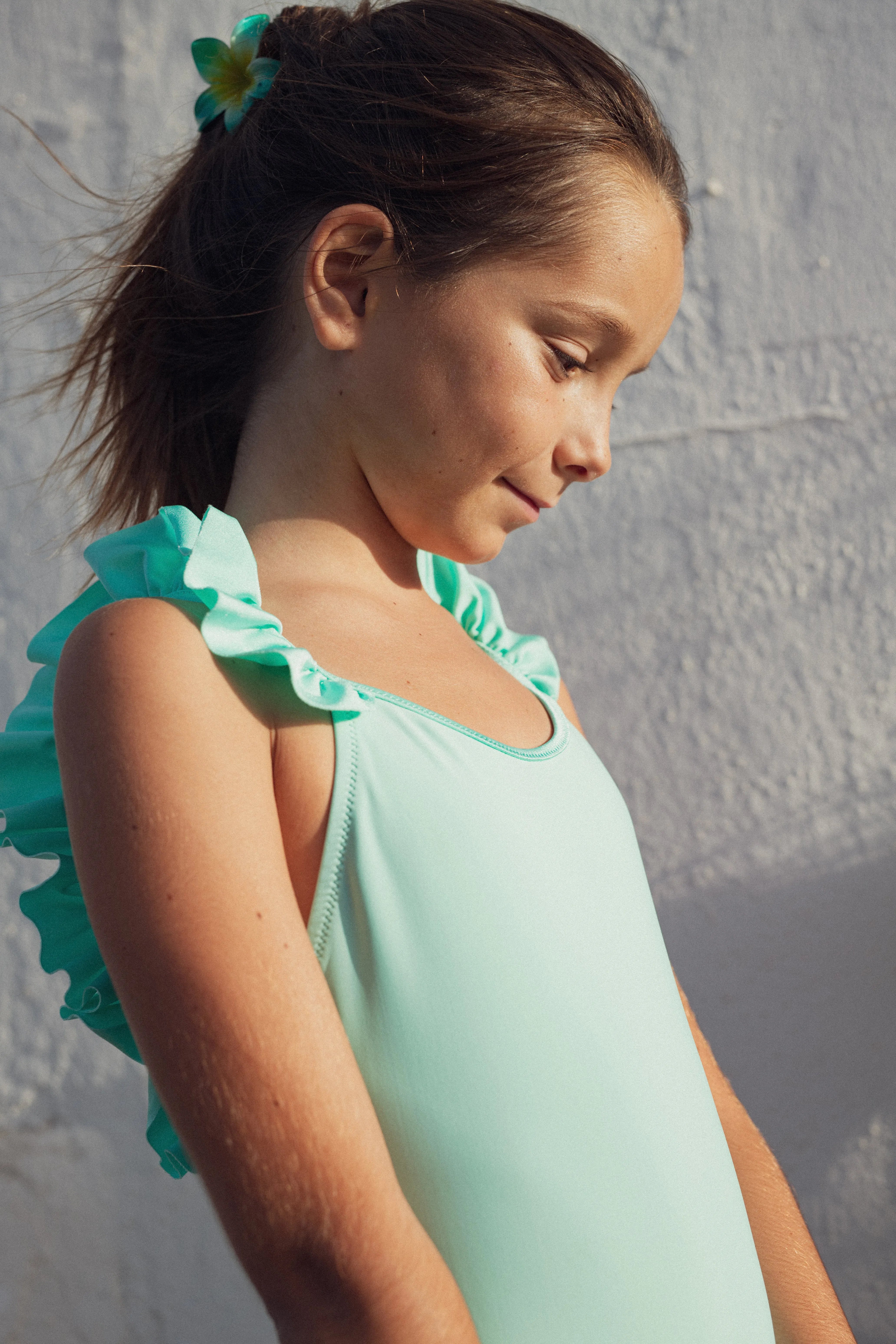 Maillot de bain une pièce fille anti UV, aqua| BORA BORA 1P - Lison Paris