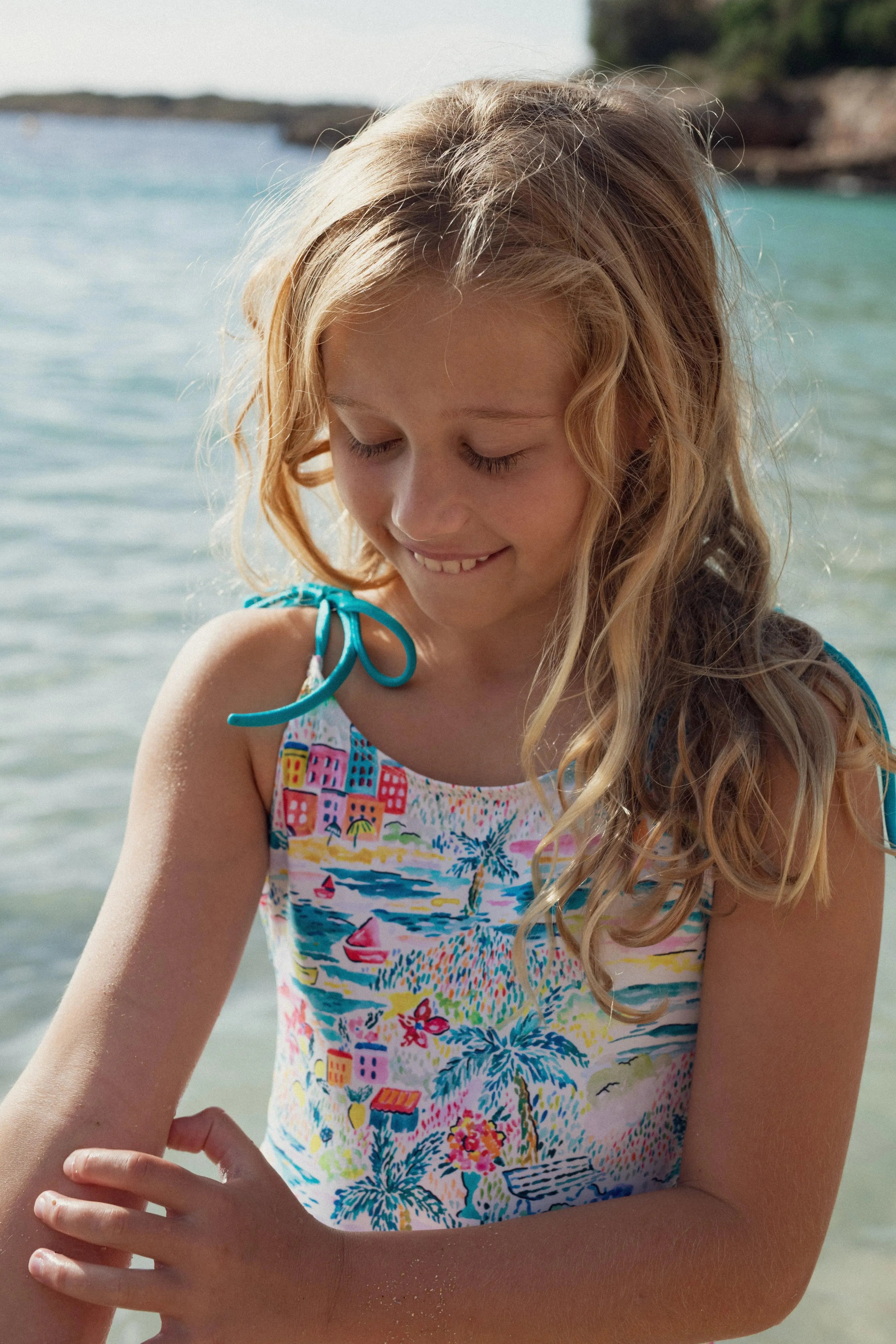 Maillot de bain une pièce fille, aqua | GIGI 1P - Lison Paris