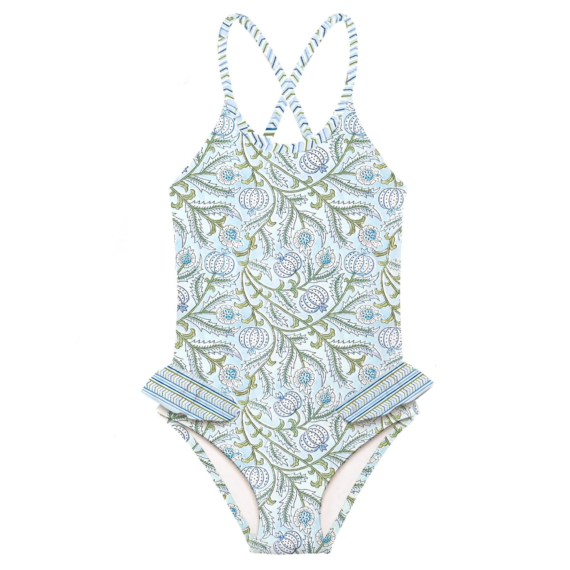 Maillot de bain une pièce fille, bleu | POPPY 1P - Lison Paris