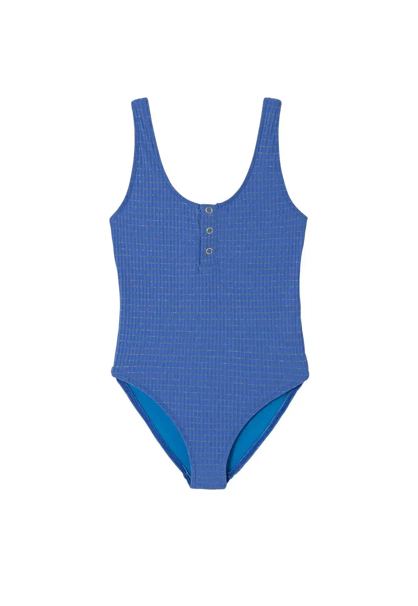 One-piece swimsuit, blue with gold stripes | CALYPSO 1P