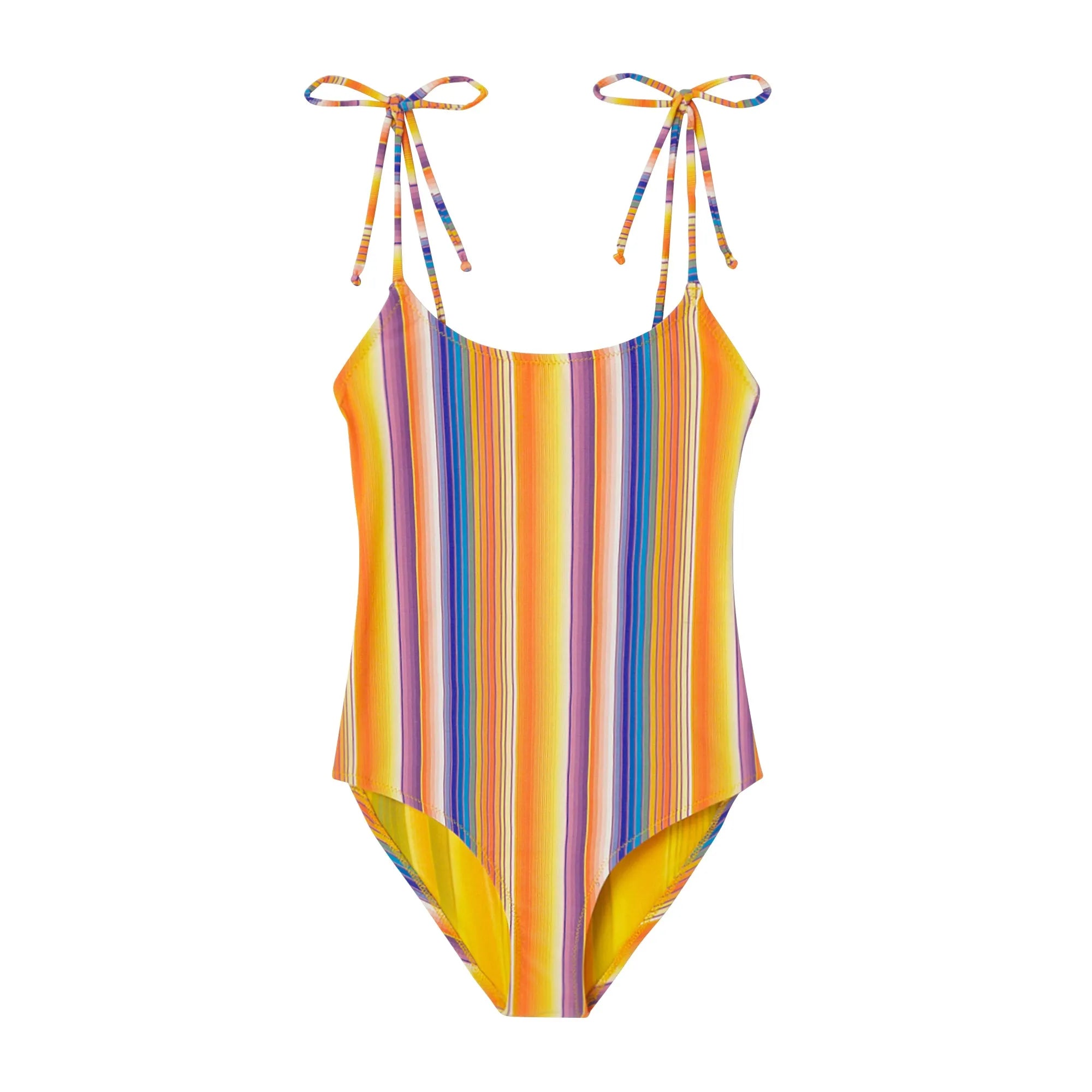 Maillot de bain une pièce fille, rayures oranges | ARIZONA 1P - Lison Paris