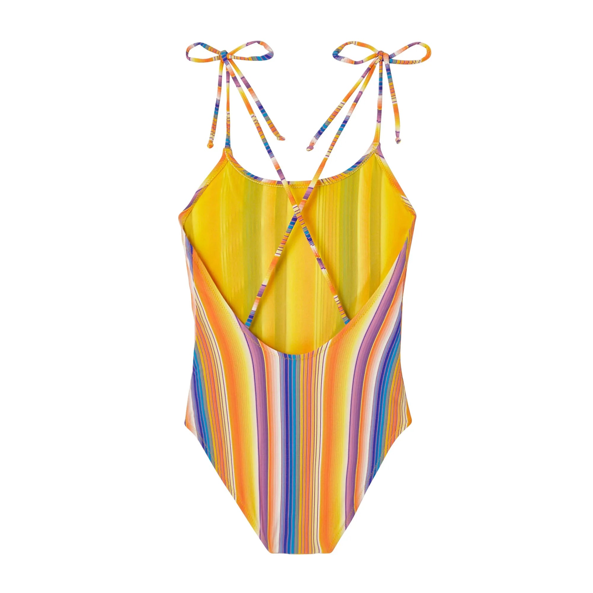 Maillot de bain une pièce fille, rayures oranges | ARIZONA 1P - Lison Paris