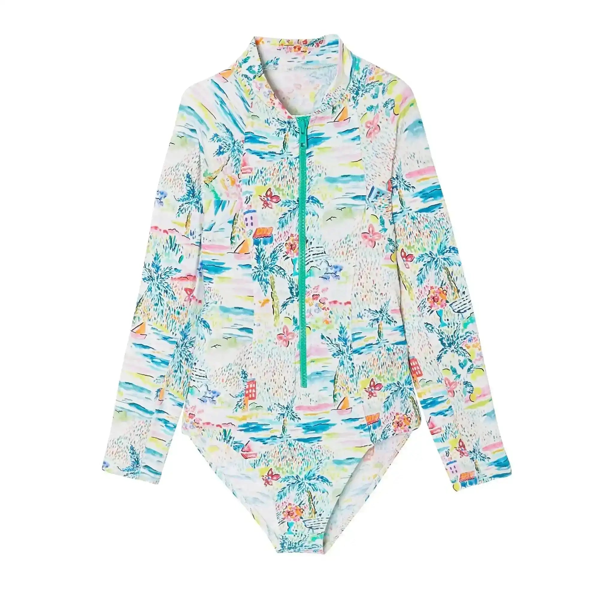 Long-sleeved baby swimming costume, aqua | GIGI COMBI