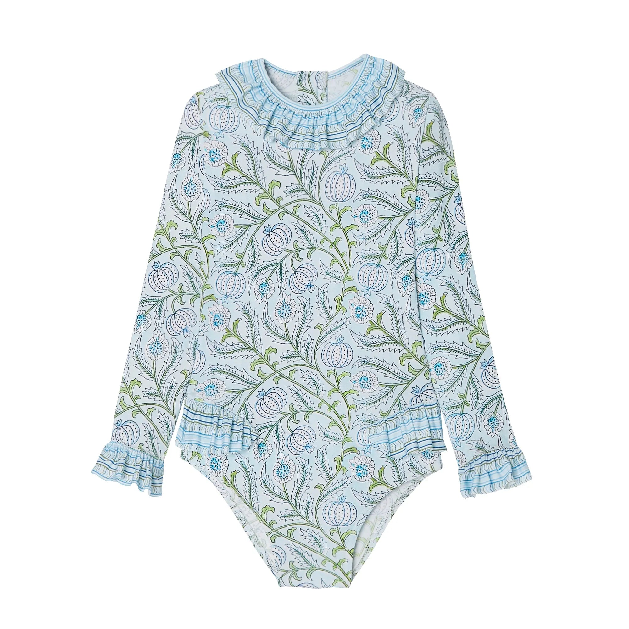 Maillot de bain une pièce manche longue, bleu | POPPY BEBE - Lison Paris
