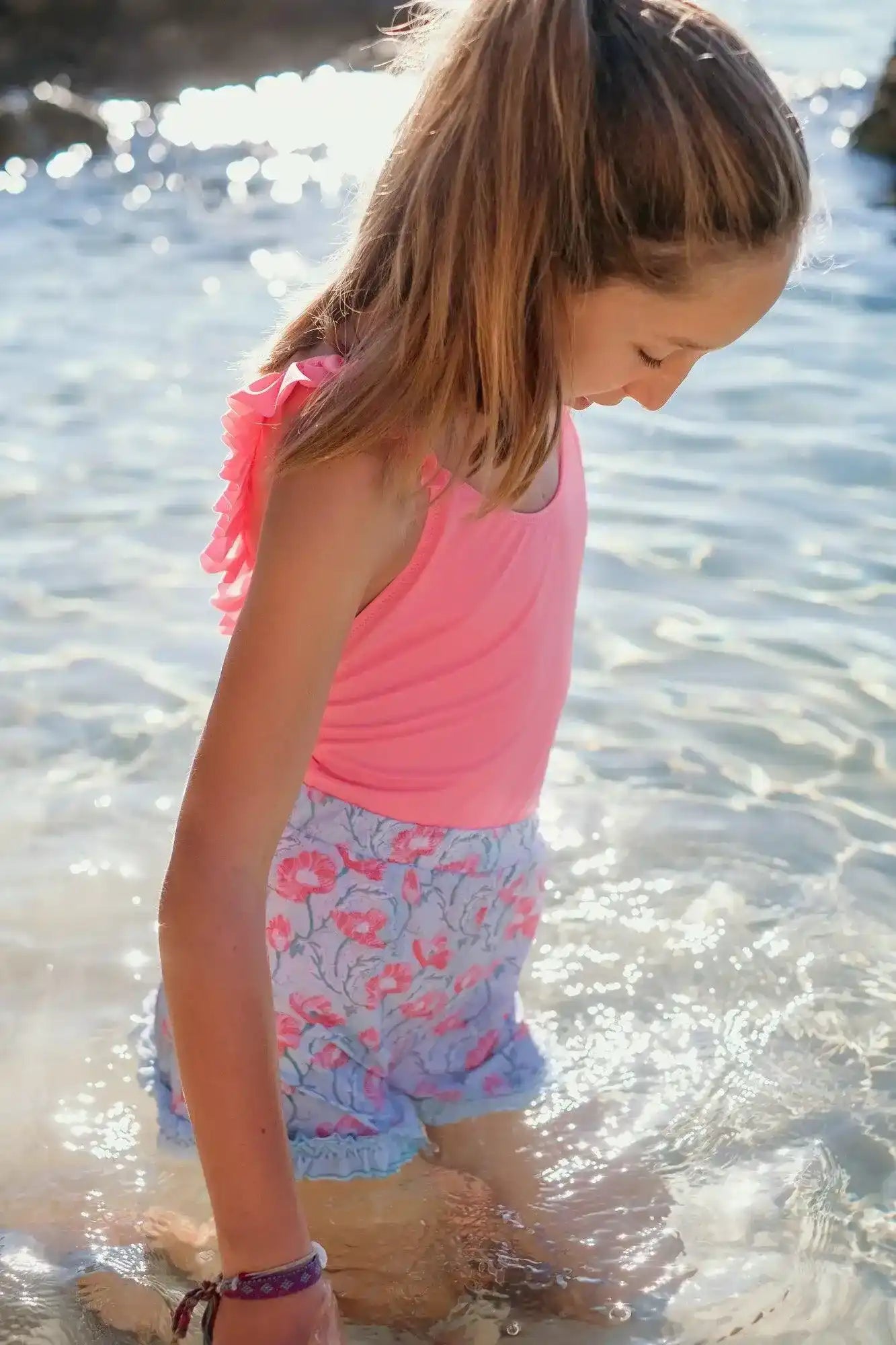 Girls' swim shorts, aqua | INDIA SHORT