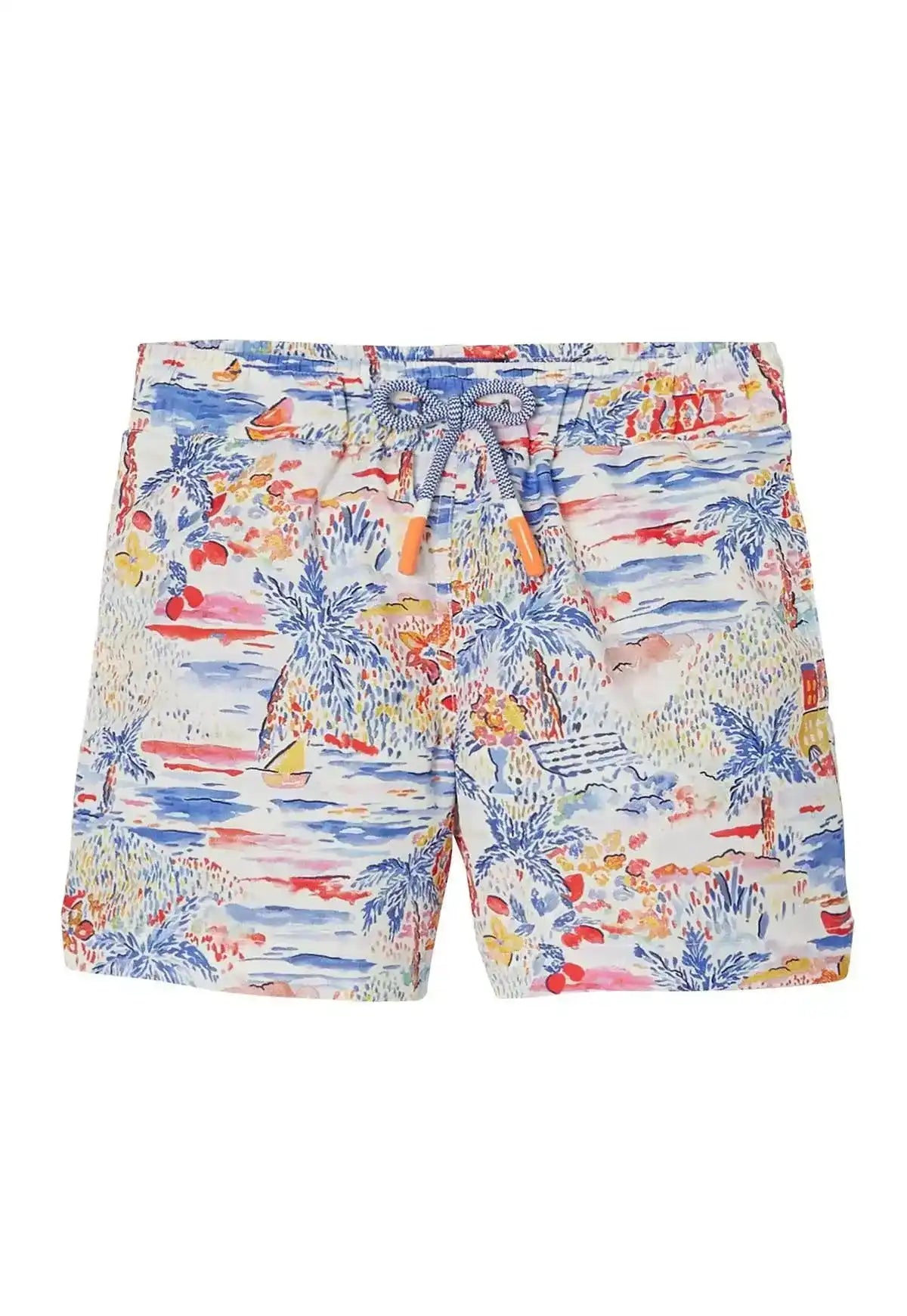 Boys' swimming trunks, white print | GIGI