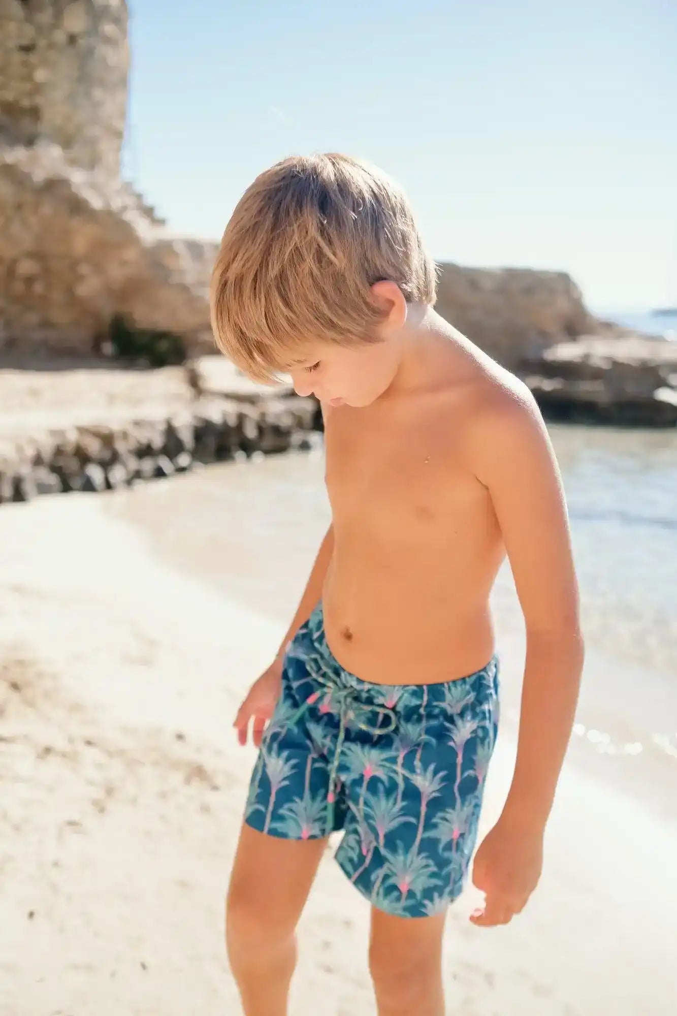 Boys' swim trunks, green