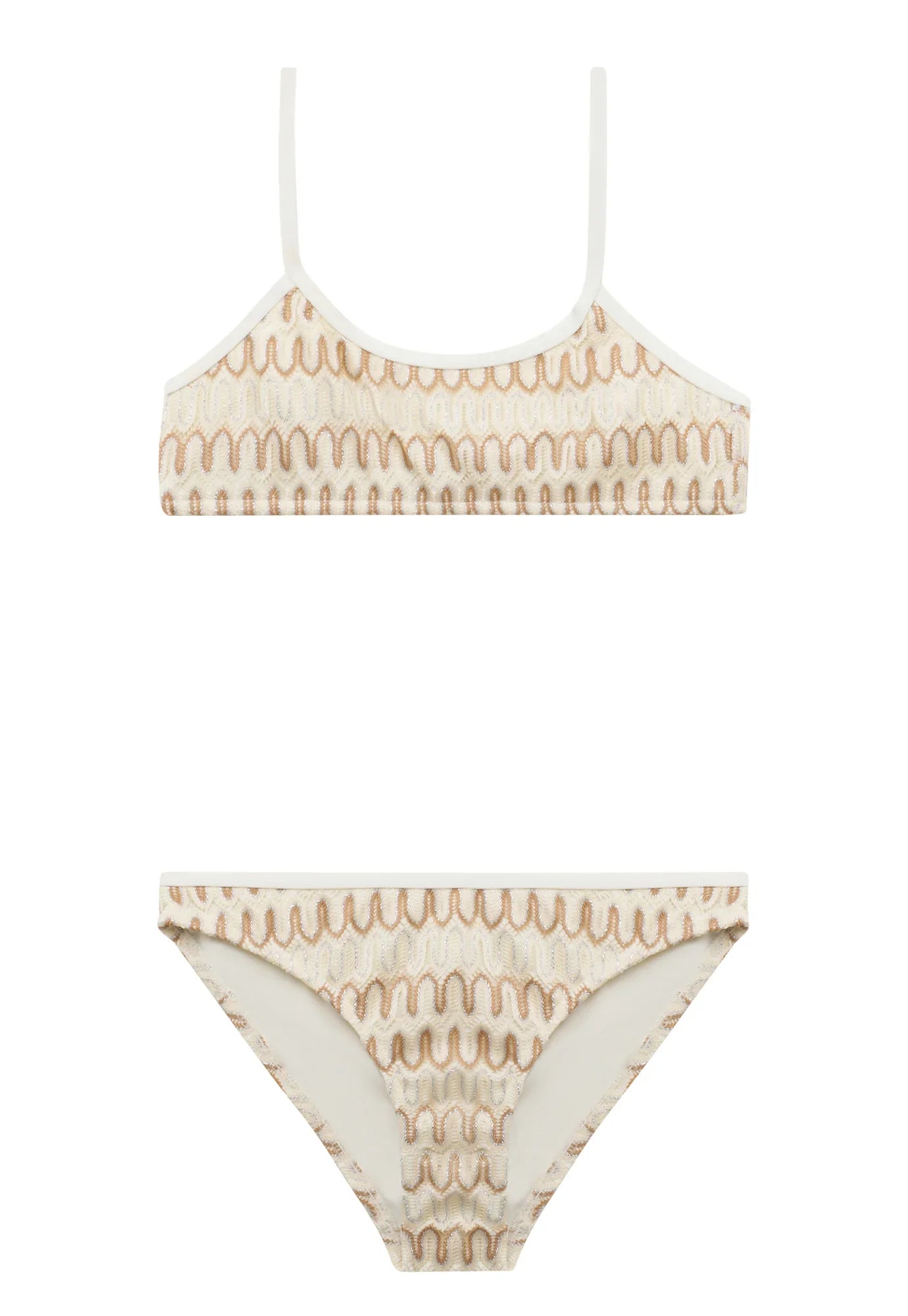 Maillot de bain deux pièces fille, crochet blanc | SUNSET 2P
