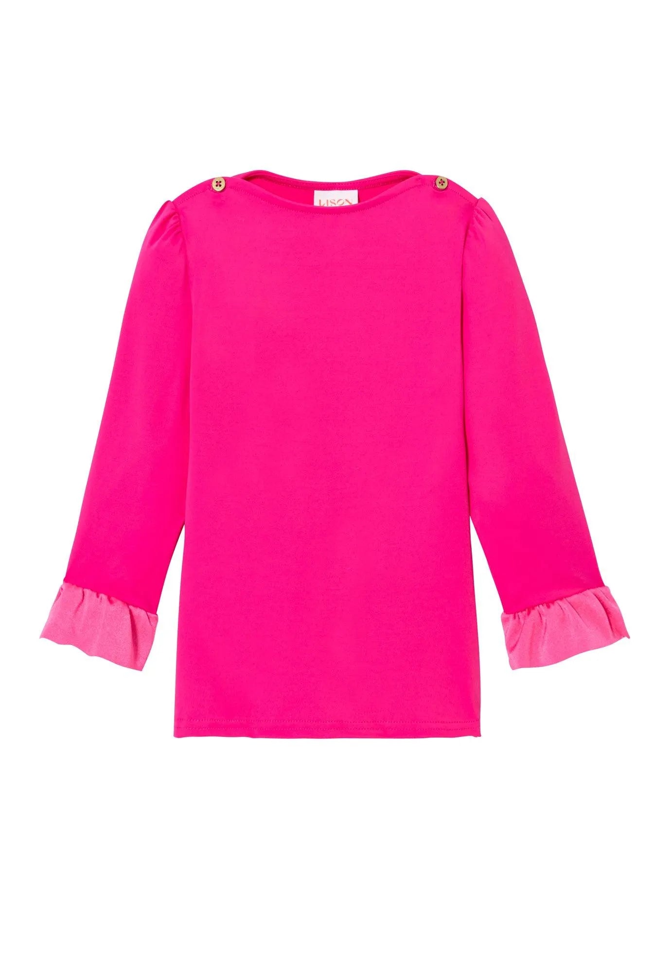 Tee-shirt anti UV fille, UPF 50+, rose bonbon | BORA BORA T-SHIRT - Lison Paris