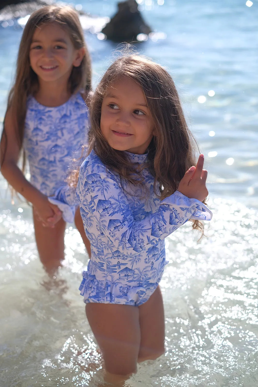 Vahiné surfer baby anti UV fille, bleu | | VAHINE BEBE - Lison Paris