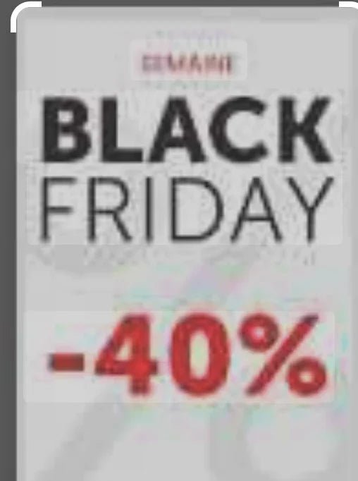 Black Friday sale banner with 40% discount in bold red text