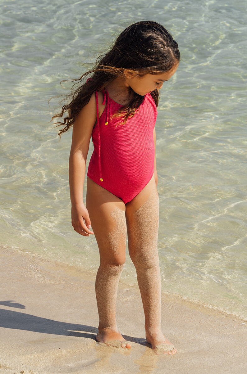 Girl's one-piece pink/gold swimming costume