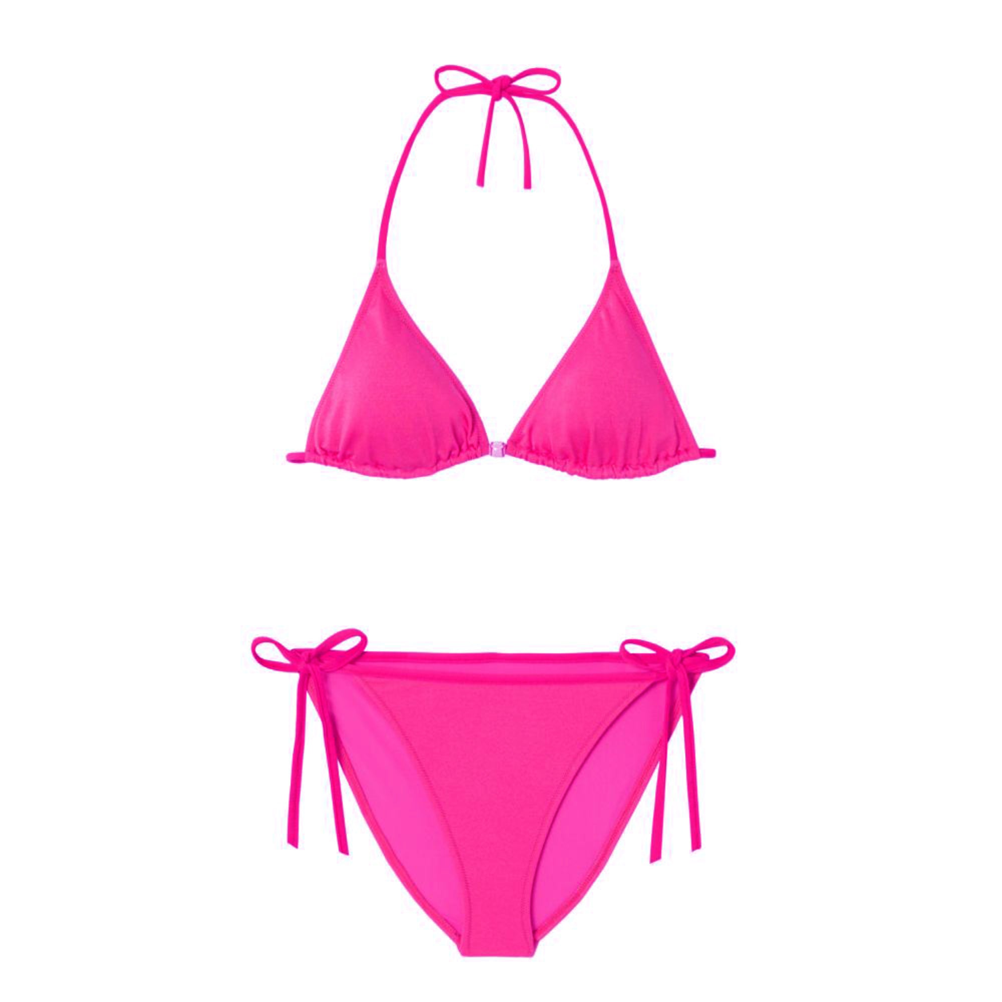 Girls' two-piece triangle swimsuit, fuchsia | BERMUDES 2P