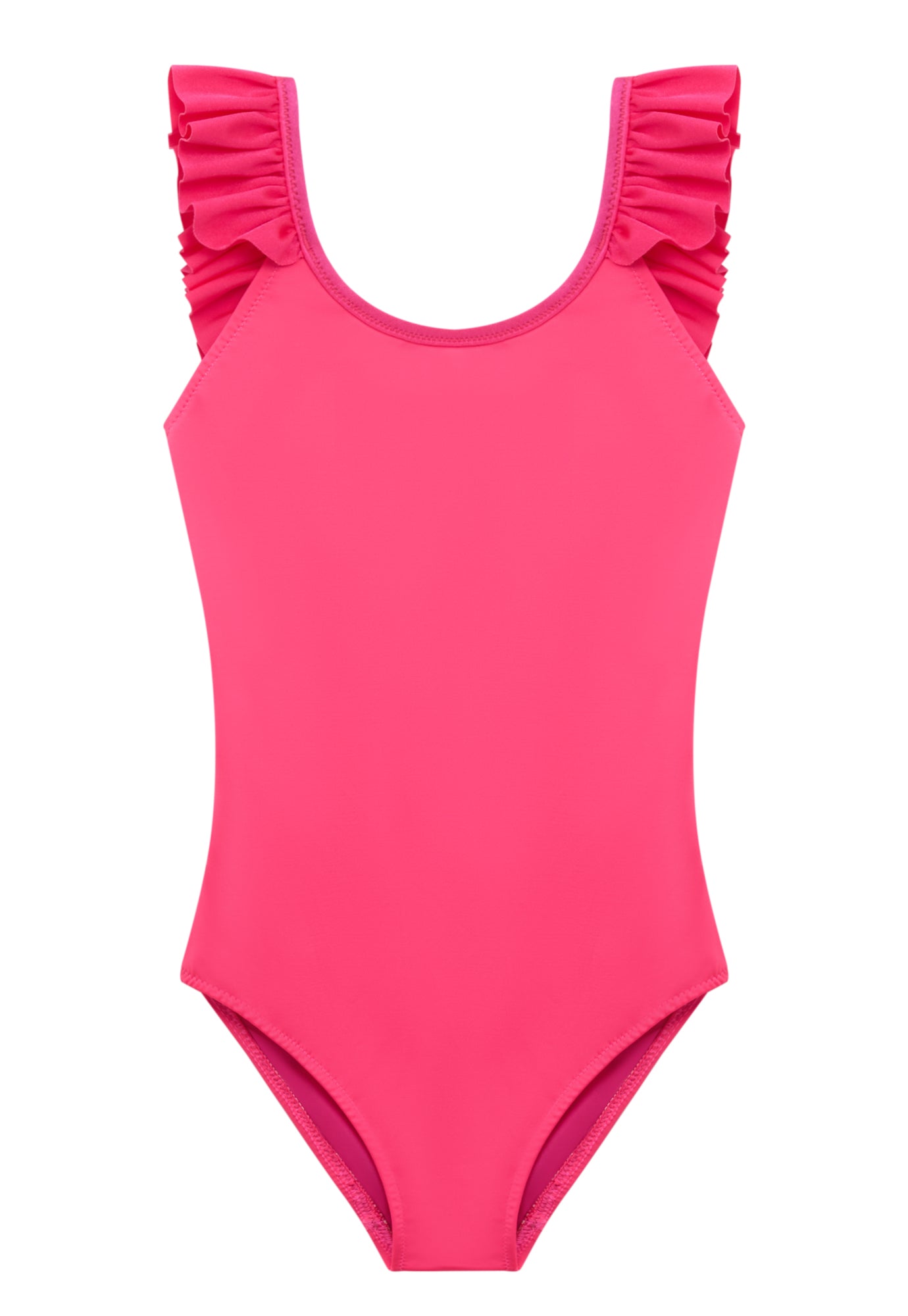 Girls' One-Piece Swimsuit with Ruffles, UPF50+, Hot pink | BORA BORA 1P