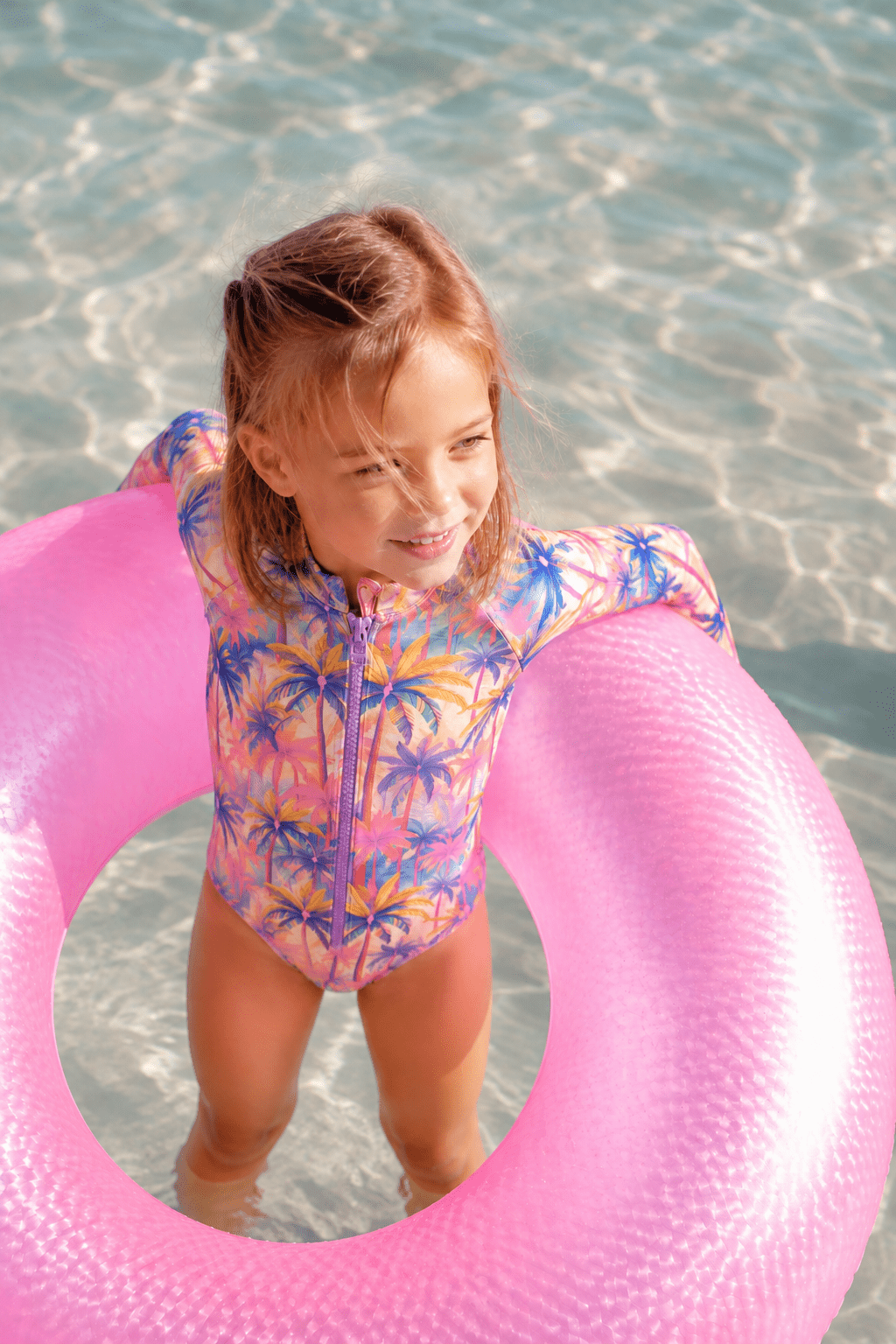 Maillot de bain manche longue, rose/corail/violet | MALIBU COMBI
