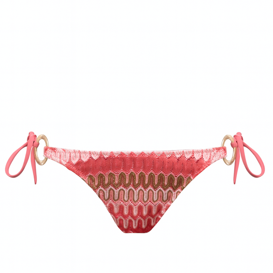 Women's coral crochet bikini top | SUNSET 2P