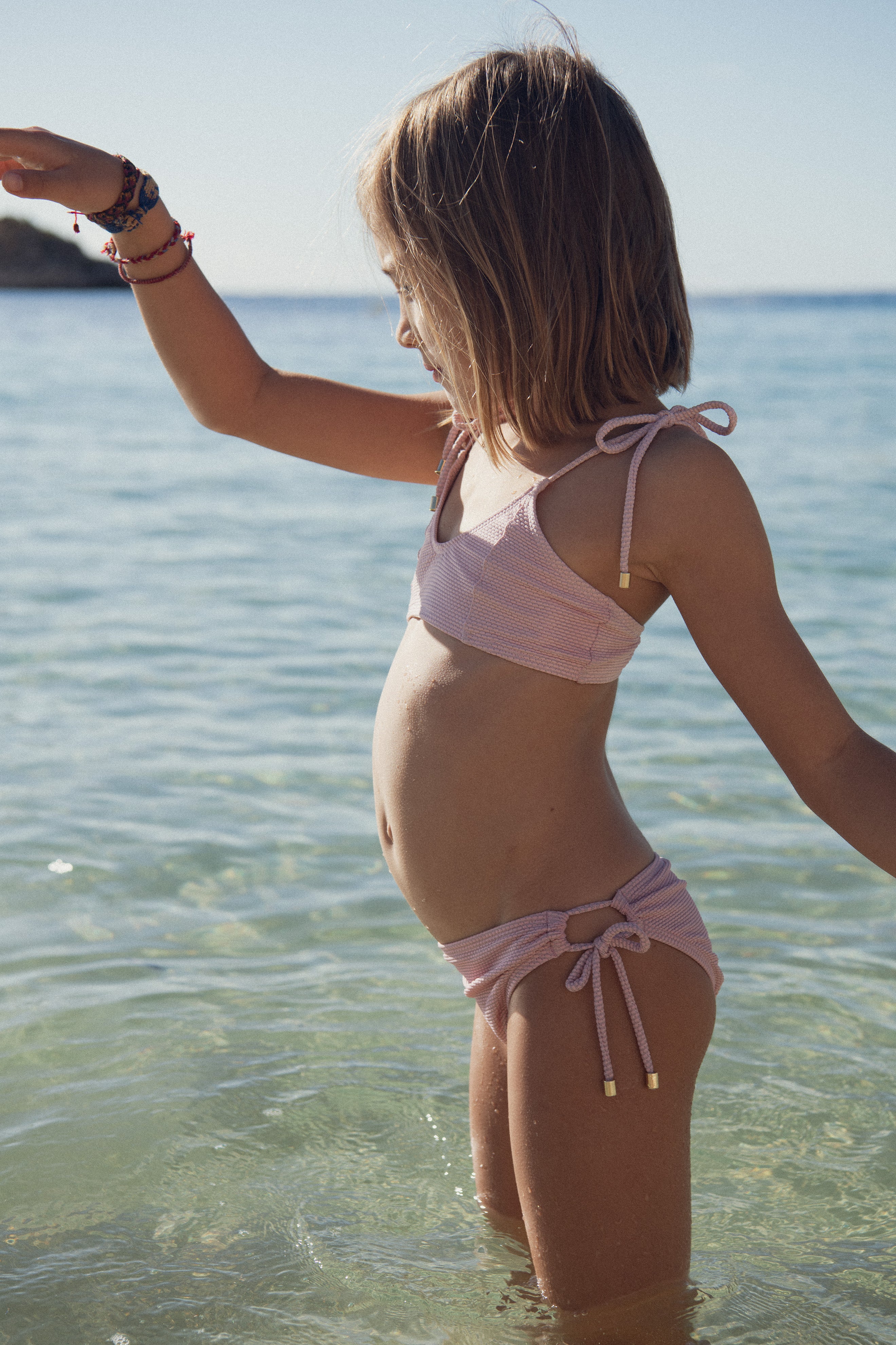 Girls' two-piece swimsuit, pink pique | BAHAMAS 2P