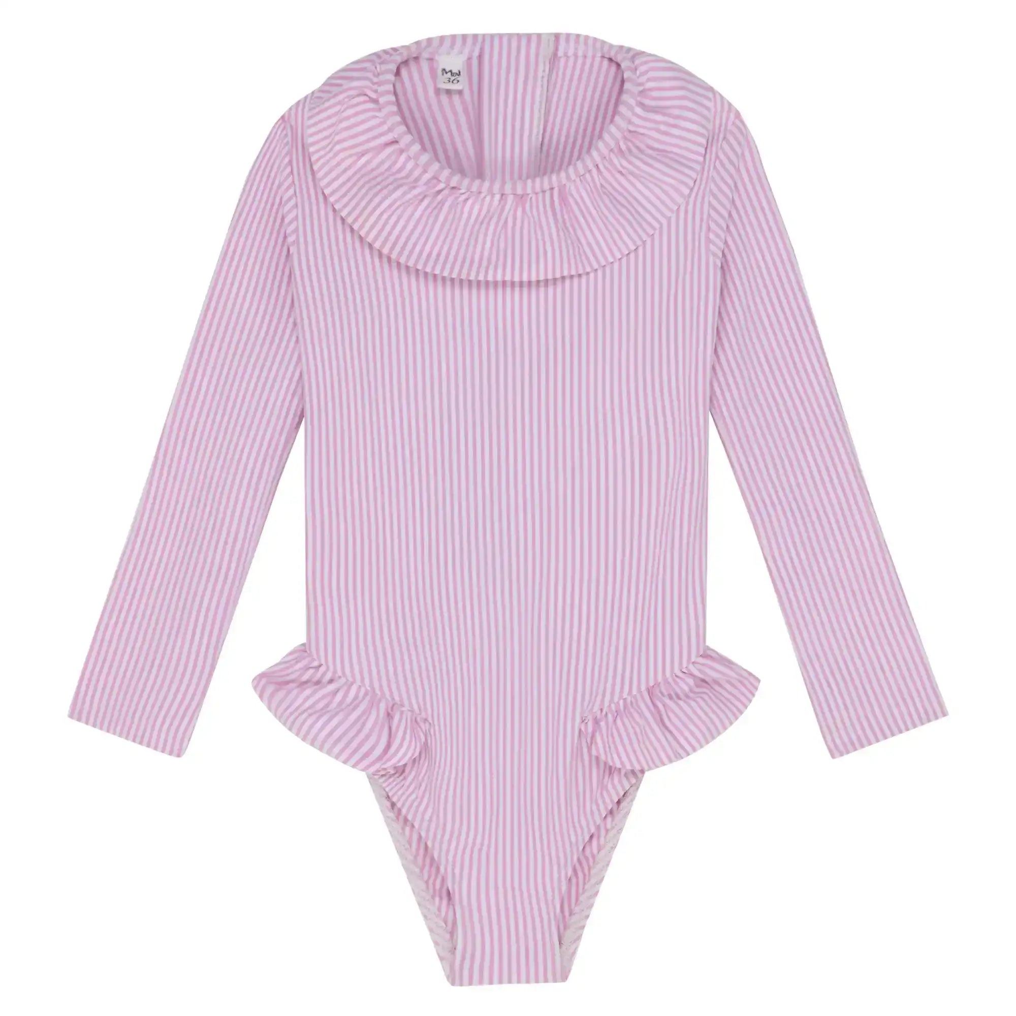 Maillot de bain manches longues fille rayé lilas | CANDY BEBE