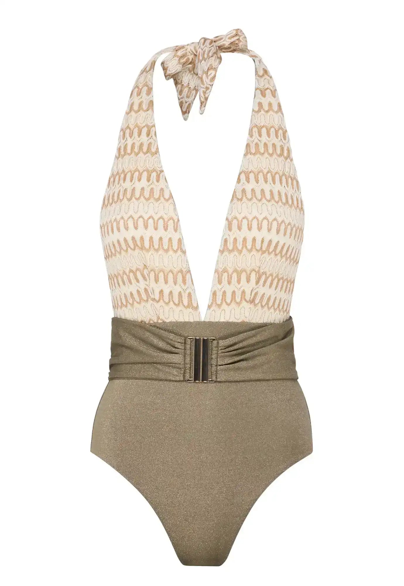 Womens One Piece Crochet Swimsuit Coral Sunset Lison Paris 