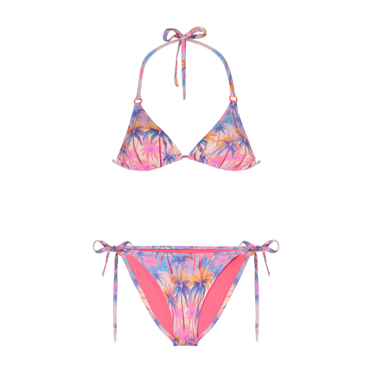 Girls' triangle two-piece swimsuit, pink/coral/purple | MALIBU 2P