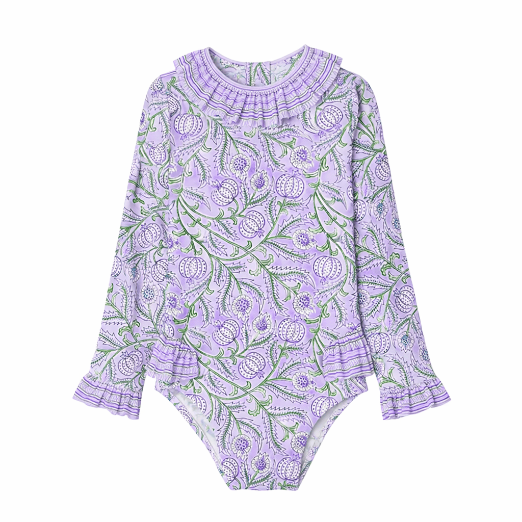 Maillot de bain une pièce manche longue, violet | POPPY BEBE