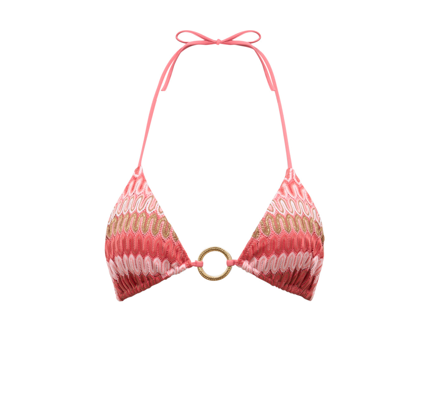 Women's coral crochet bikini top | SUNSET 2P