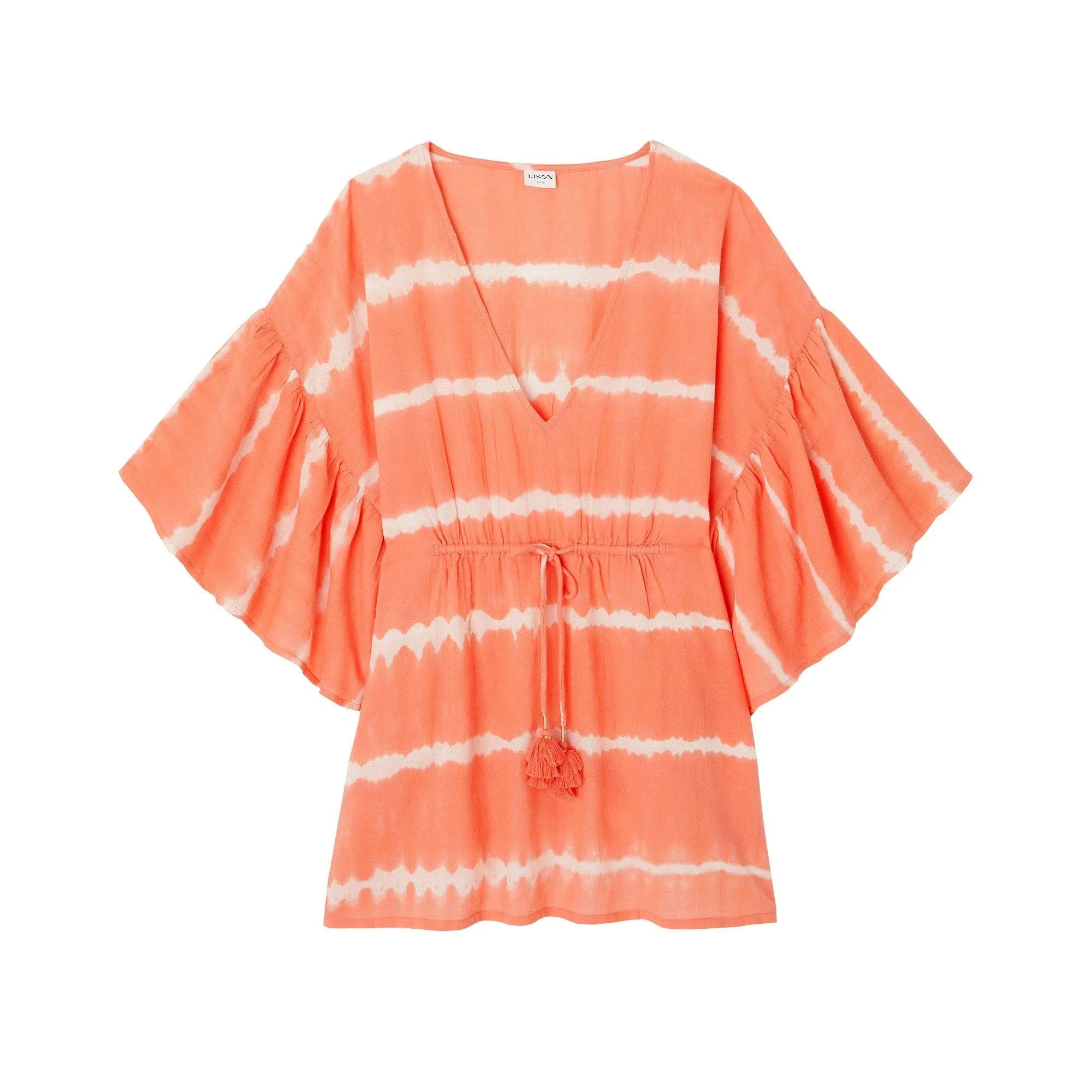 Caftan femme, tie dye corail - Lison Paris