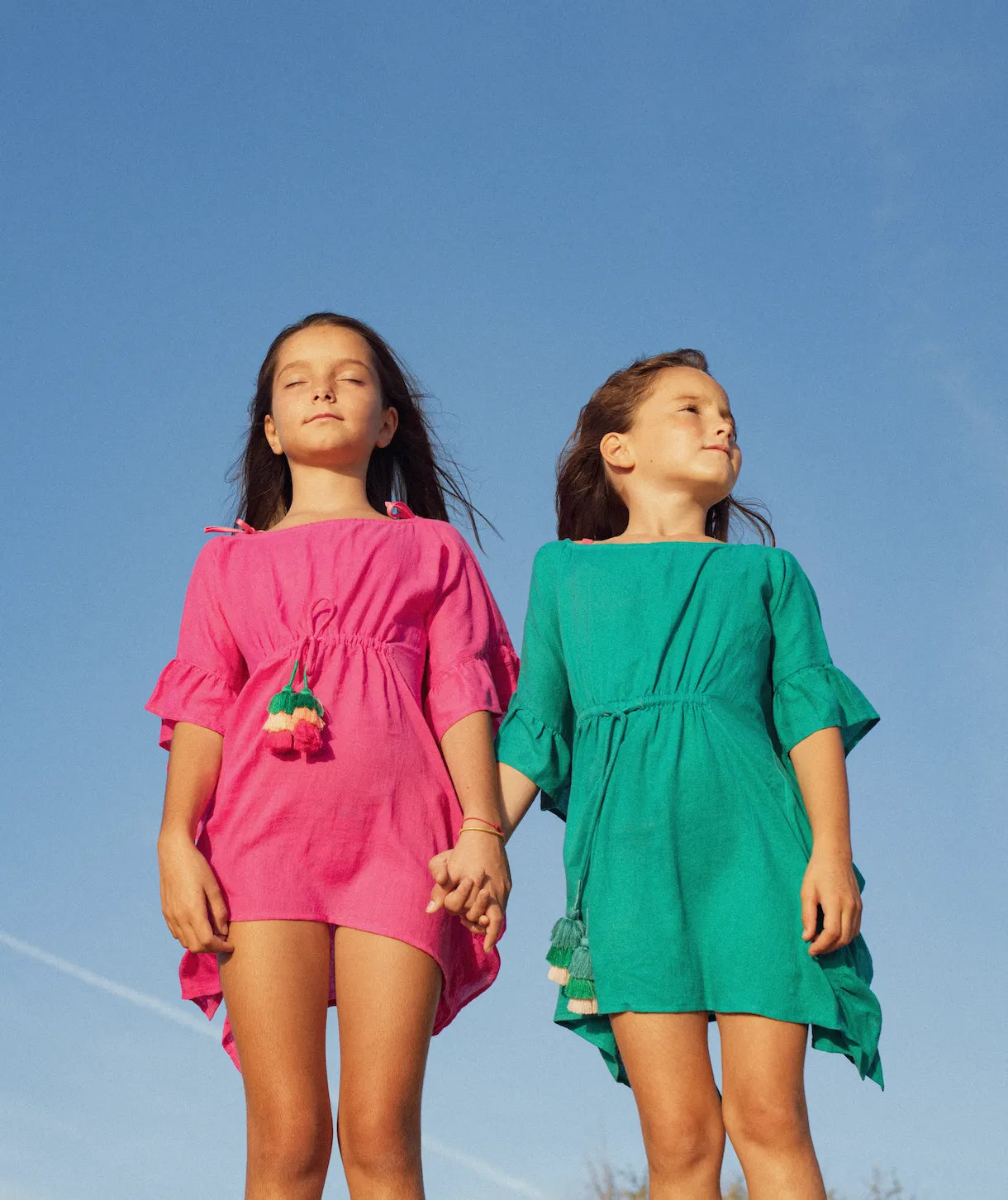 Caftan fille à pompons, fuschia | LEA - Lison Paris