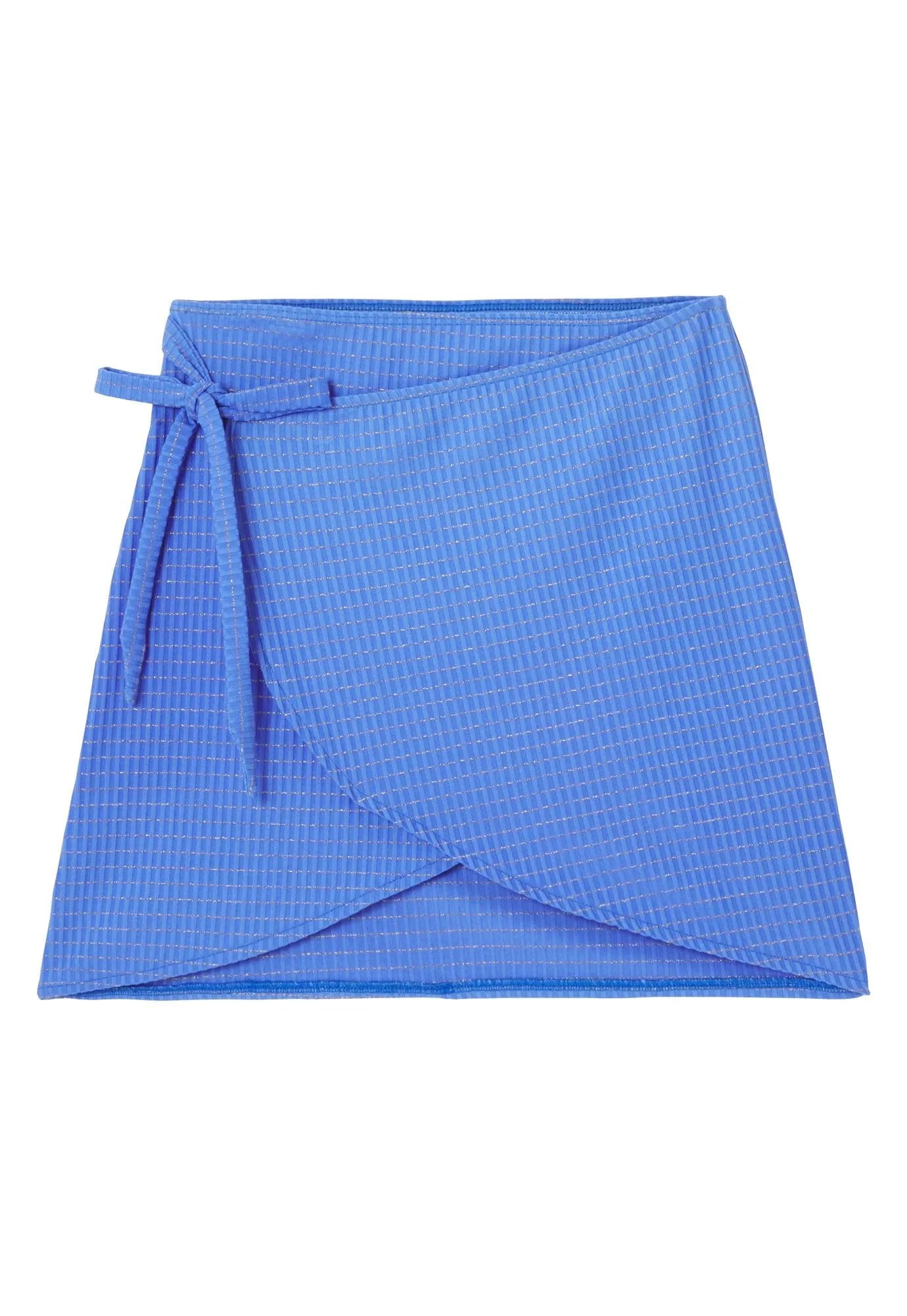 Jupe nouée, bleu lurex | JUPE CALYPSO - Lison Paris