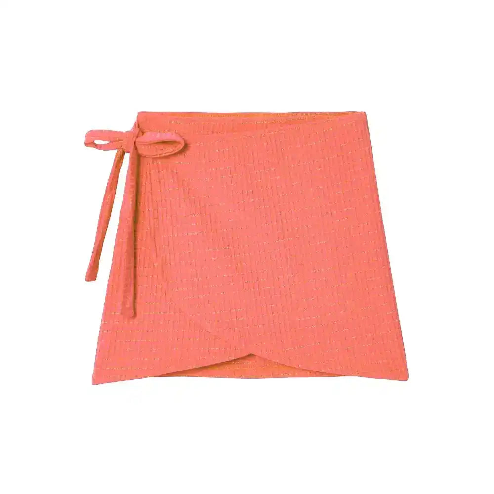 Jupe nouée, neon corail lurex  | JUPE CALYPSO