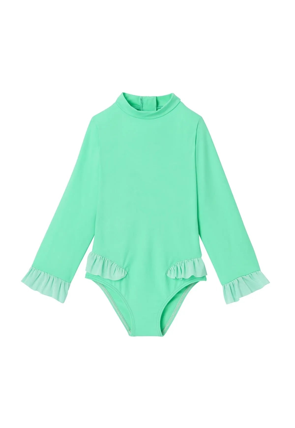 Maillot bébé fille Anti-UV, manches longues vert menthe| BORA BORA BEBE - Lison Paris