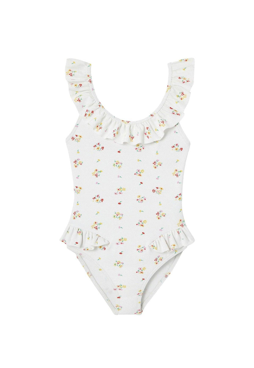 Girl one-piece swimsuit, floral print