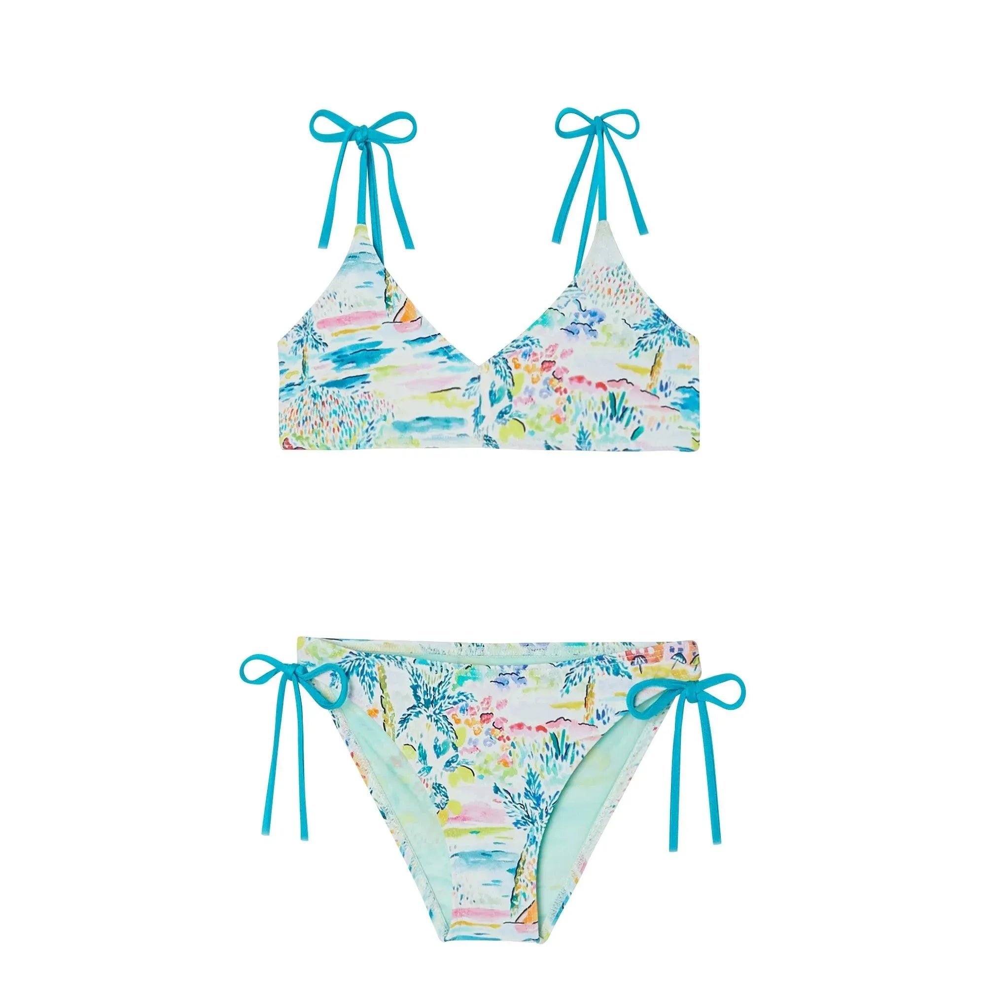 Maillot de bain deux pièces fille, aqua | GIGI 2P - Lison Paris
