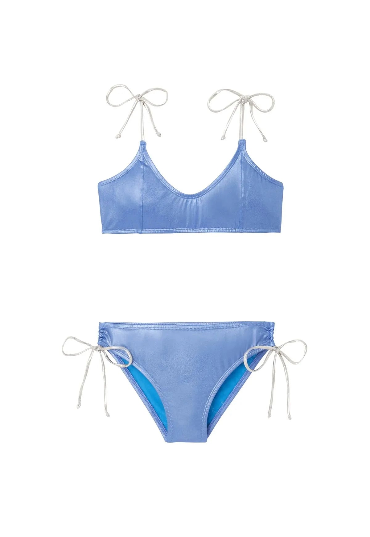 Maillot de bain deux pièces fille, irisé bleu | SORBET 2P - Lison Paris
