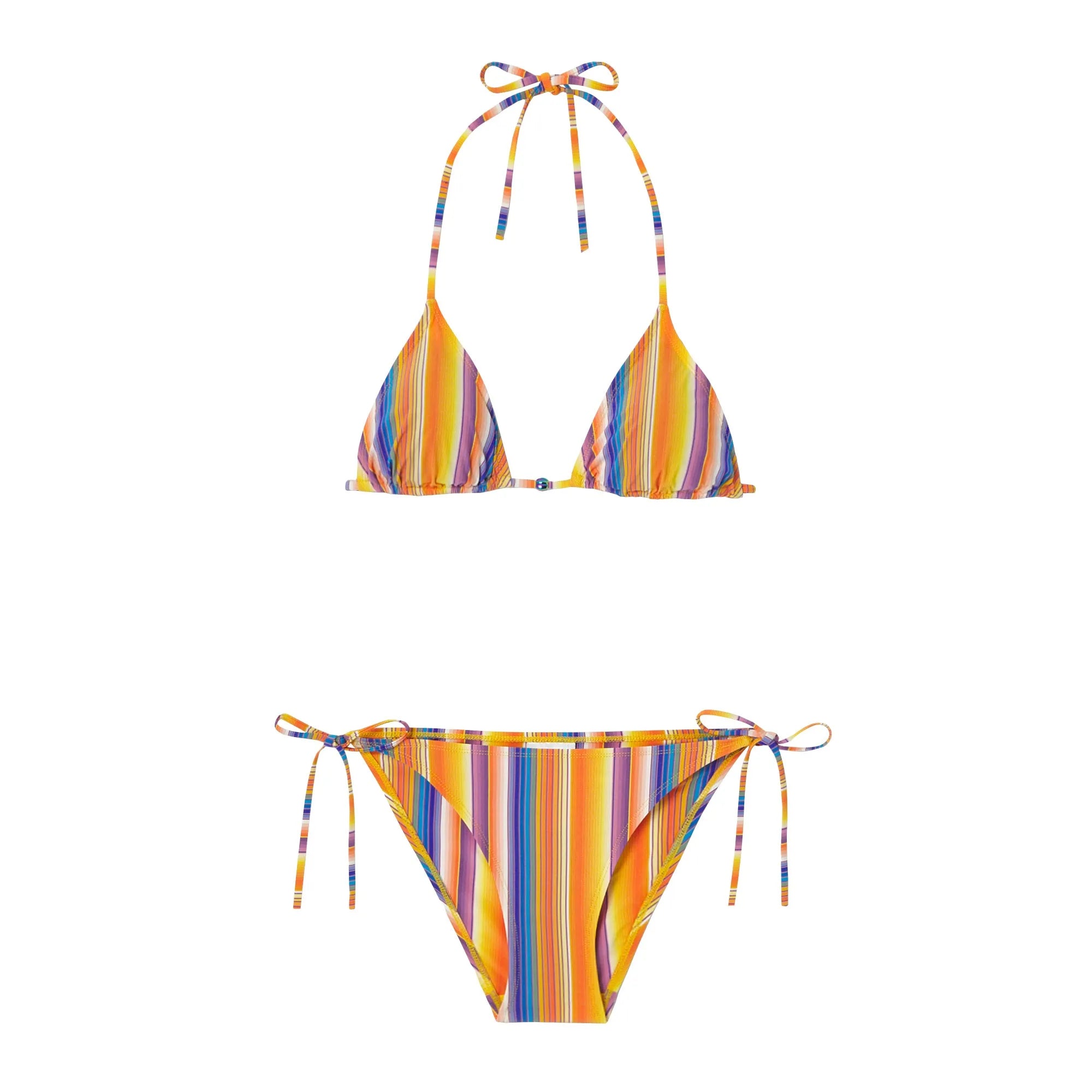 Maillot de bain deux pièces fille, rayures oranges | ARIZONA 2P - Lison Paris