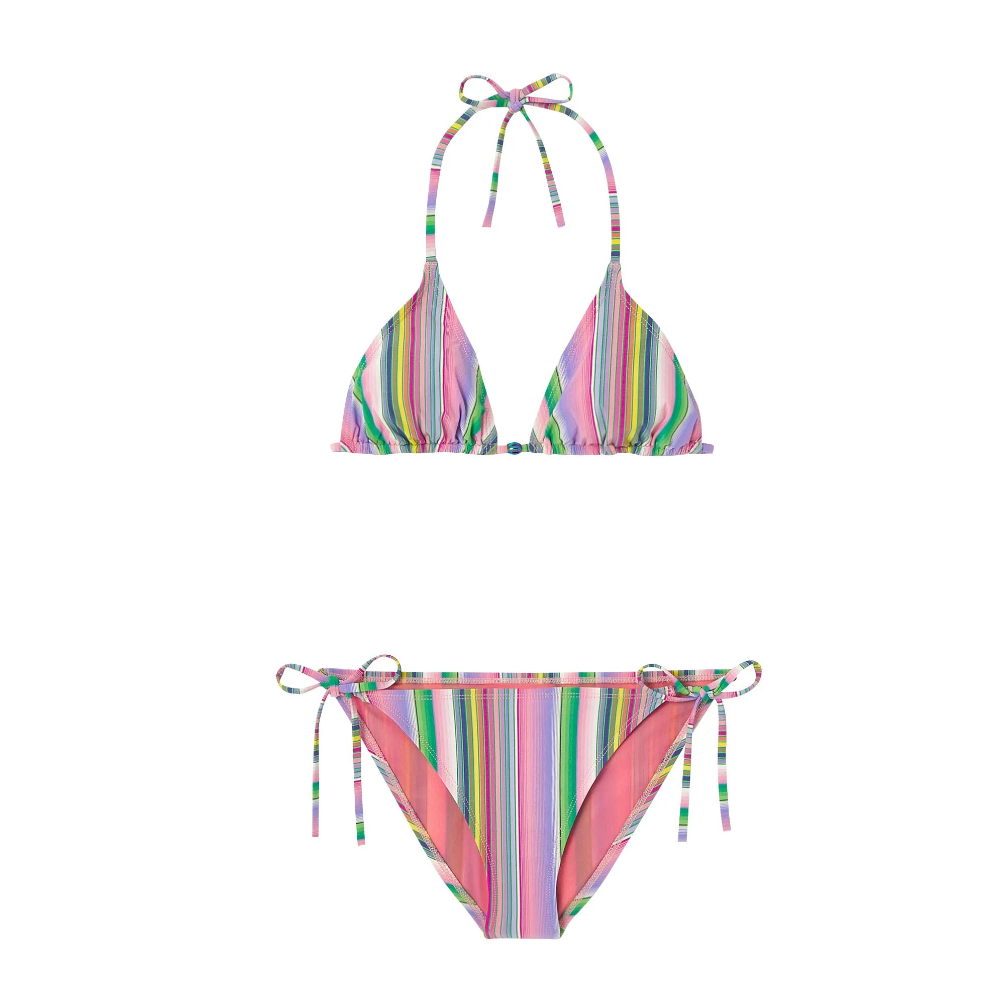 Maillot de bain deux pièces fille, rayures roses | ARIZONA 2P - Lison Paris