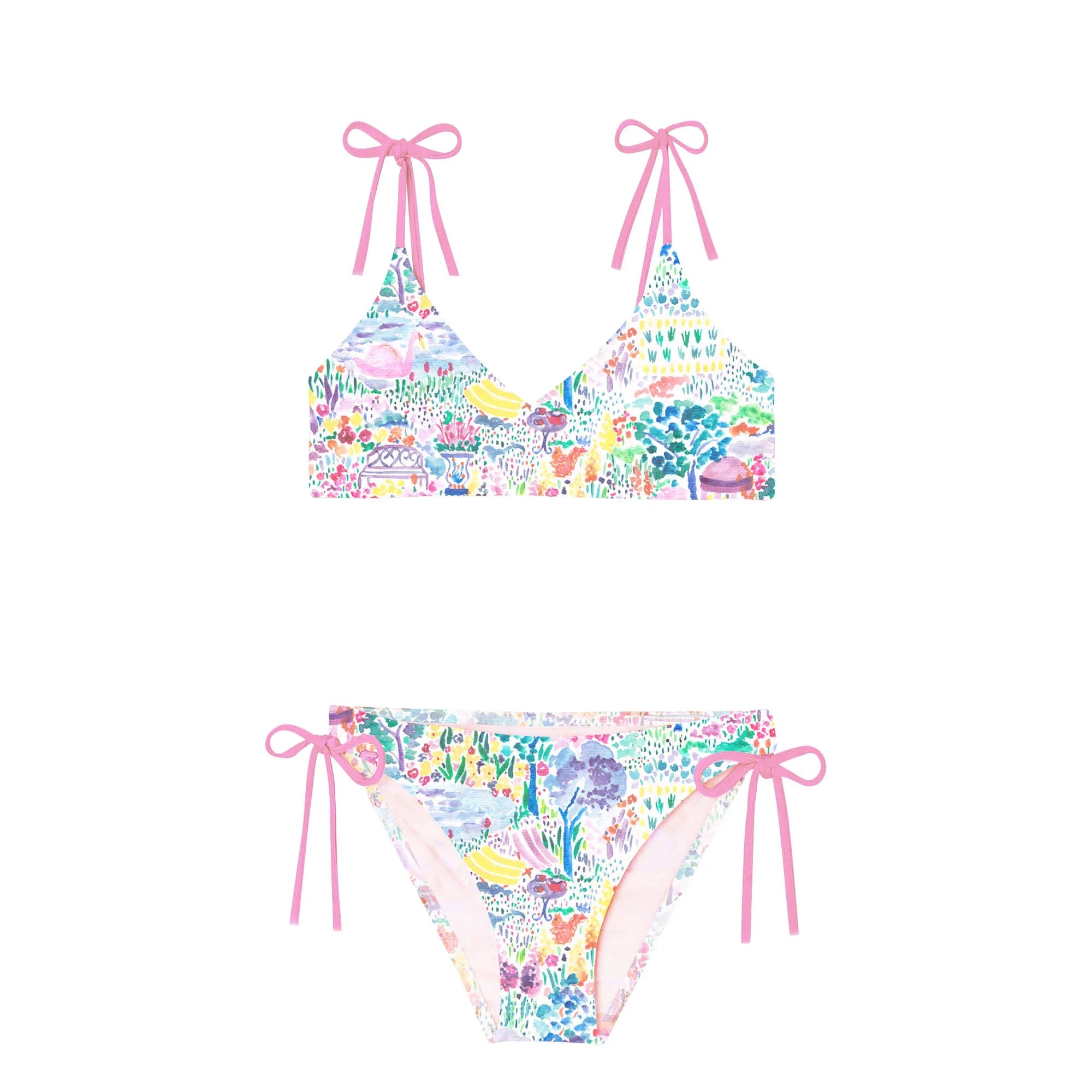 Maillot de bain deux pièces fille, rose| BLOOM 2P - Lison Paris