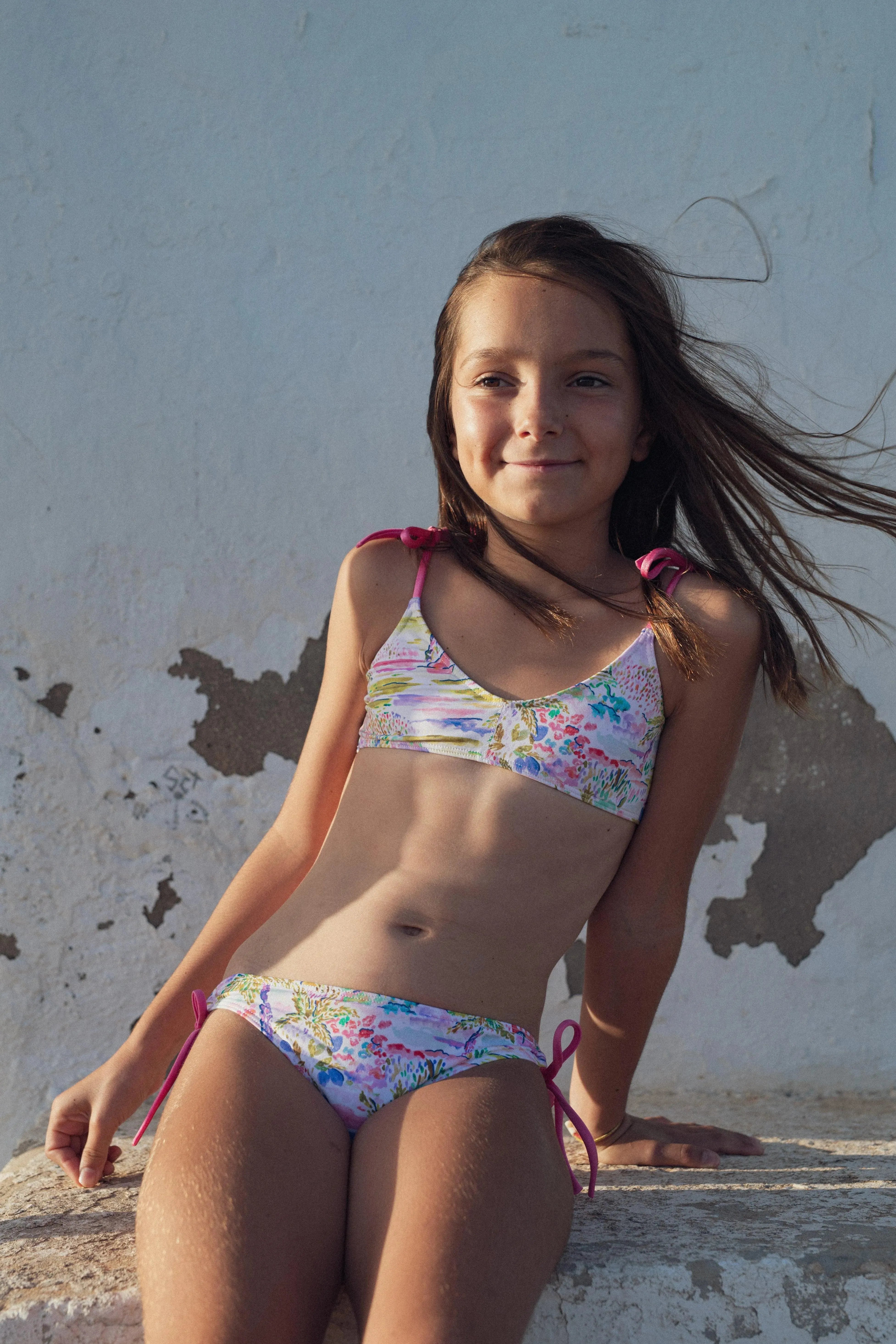 Maillot de bain deux pièces fille, rose| GIGI 2P - Lison Paris