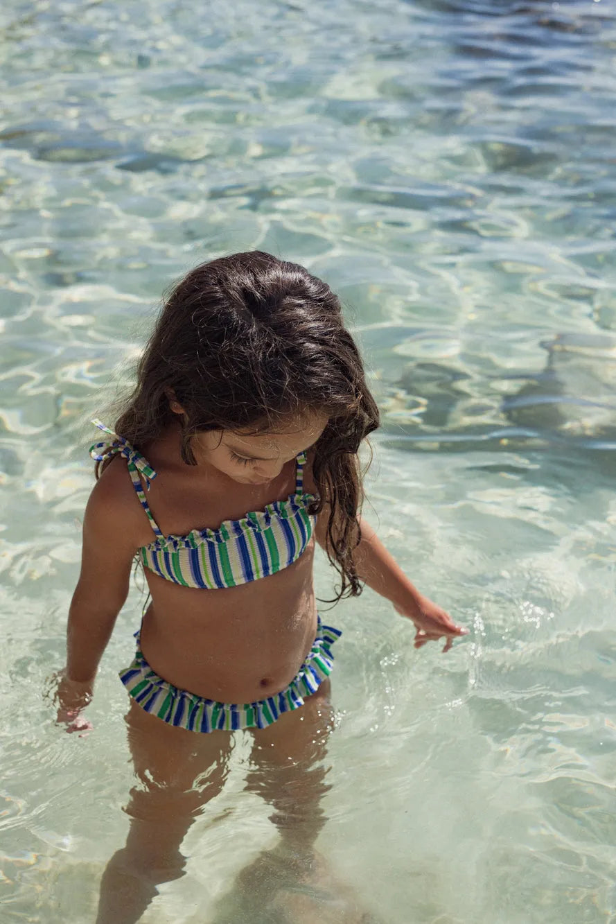 Maillot de bain deux pièces filles, bleu/vert | ISCHIA 2P - Lison Paris