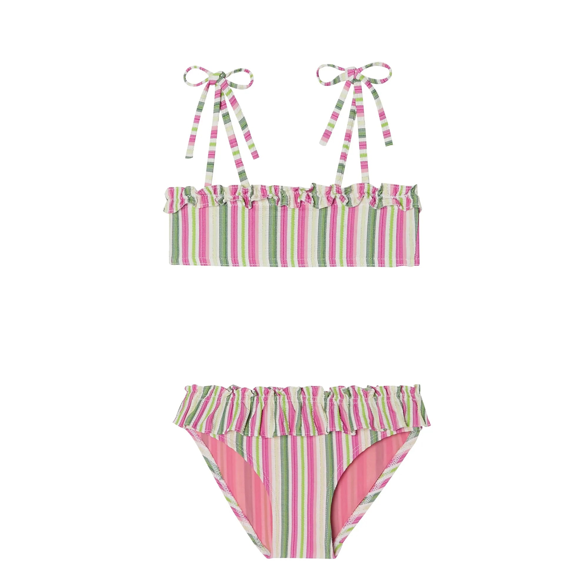 Maillot de bain deux pièces filles, rose/vert | ISCHIA 2P - Lison Paris