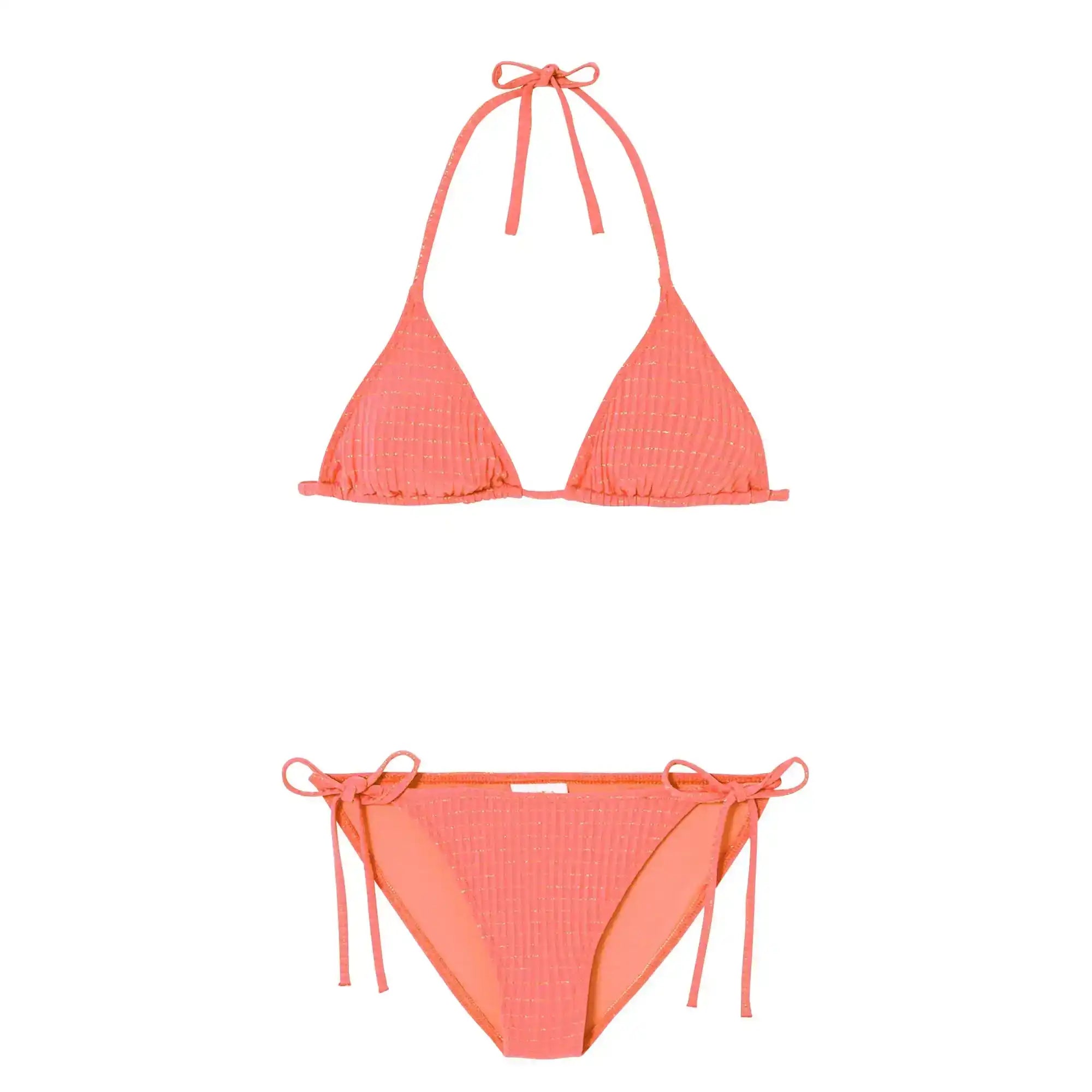 Two-piece swimsuit, coral/gold | CALYPSO 2P TRIANGLE