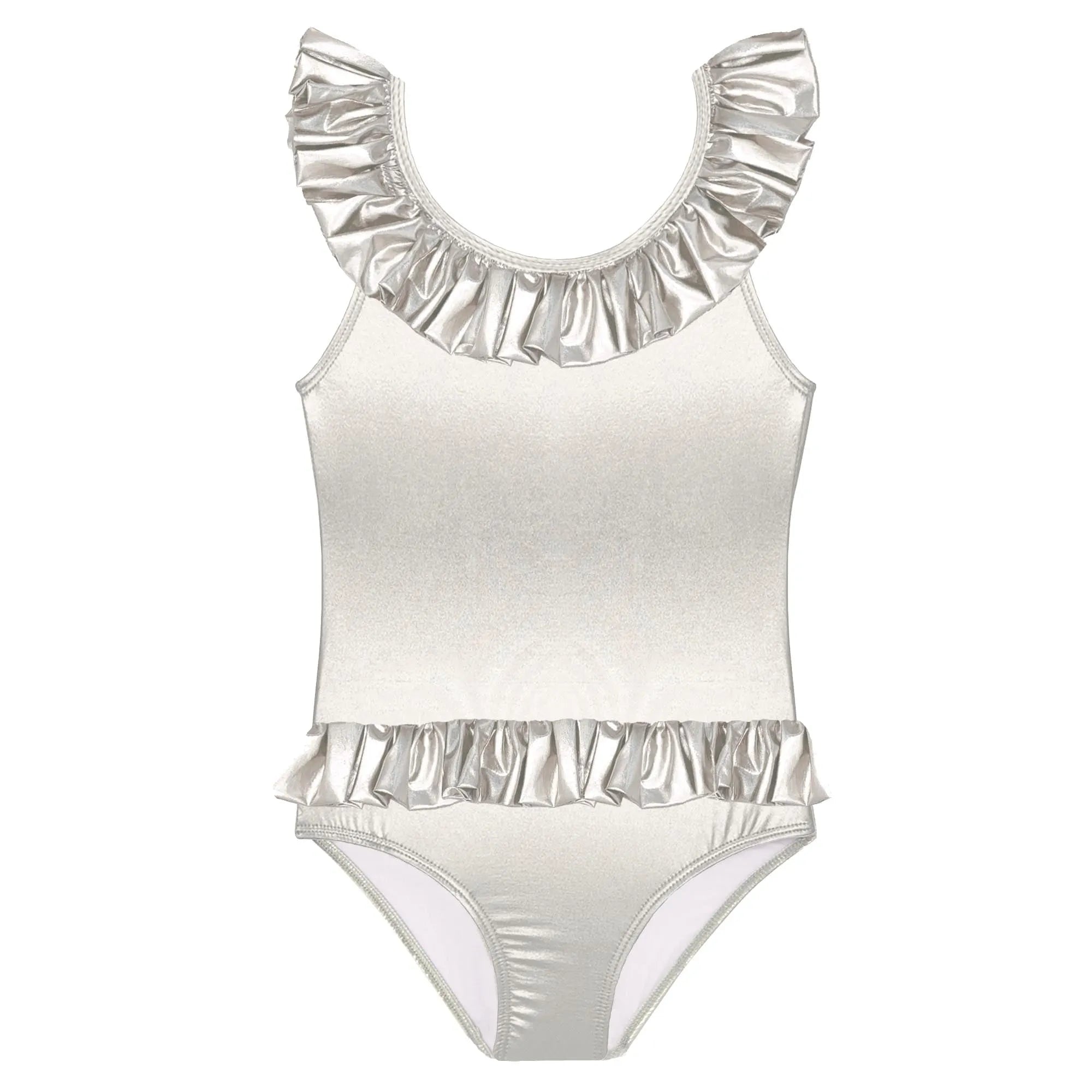 Maillot de bain fille, argent iridescent | VENUS - Lison Paris