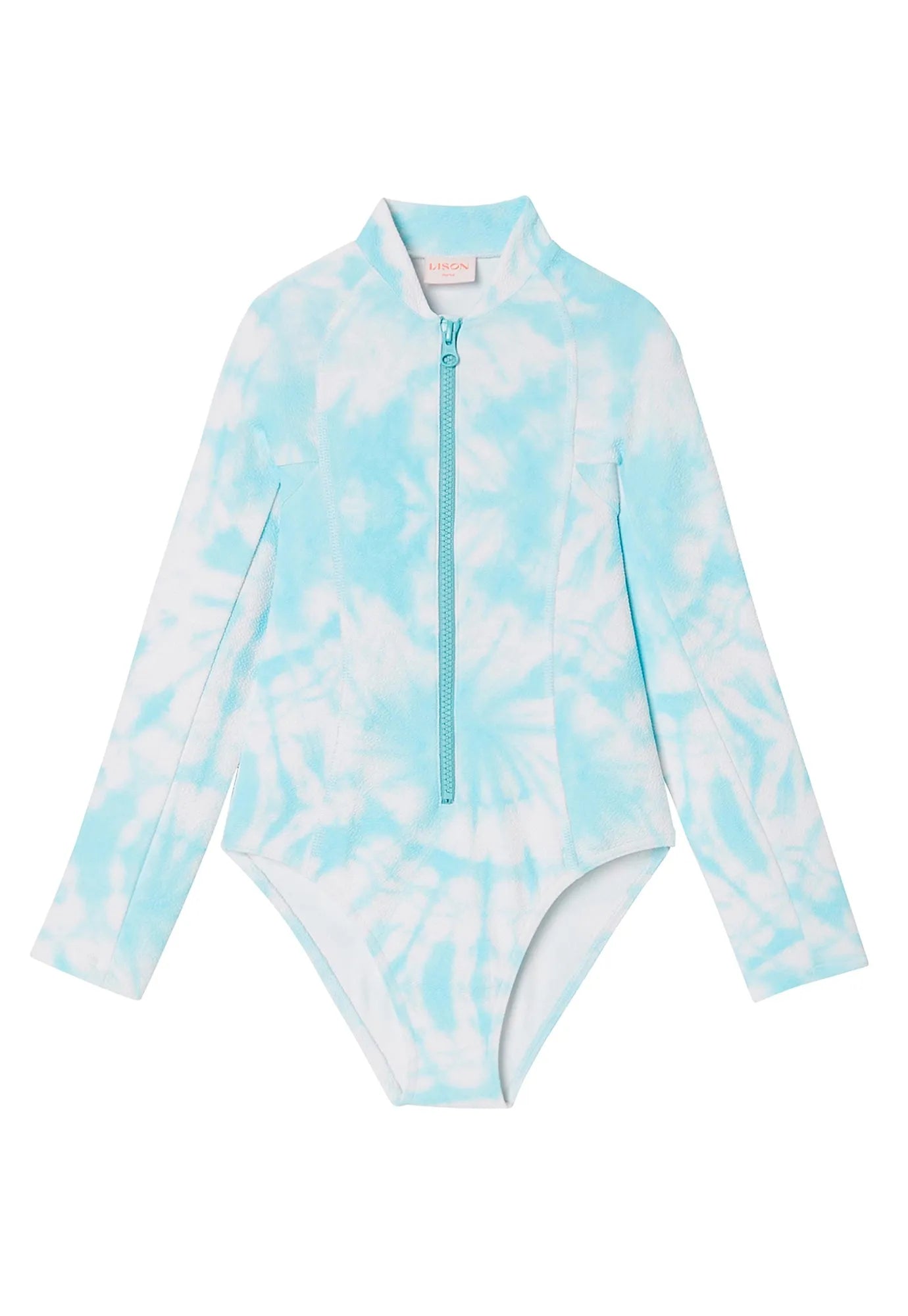 Maillot de bain manches longues anti UV fille, tie dye bleu | COMBI TAHAA - Lison Paris