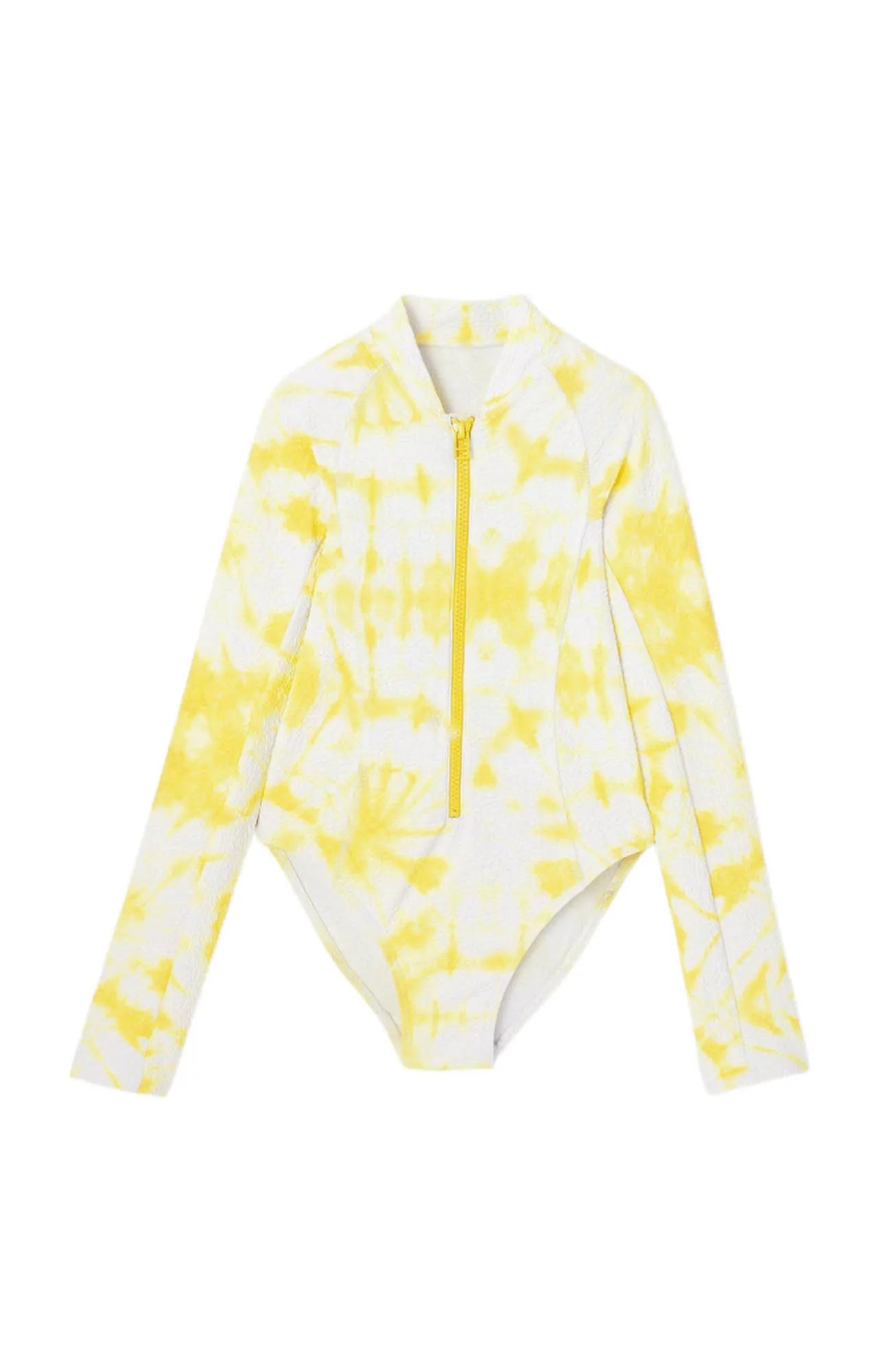 Maillot de bain manches longues anti UV fille, tie dye jaune | COMBI TAHAA - Lison Paris