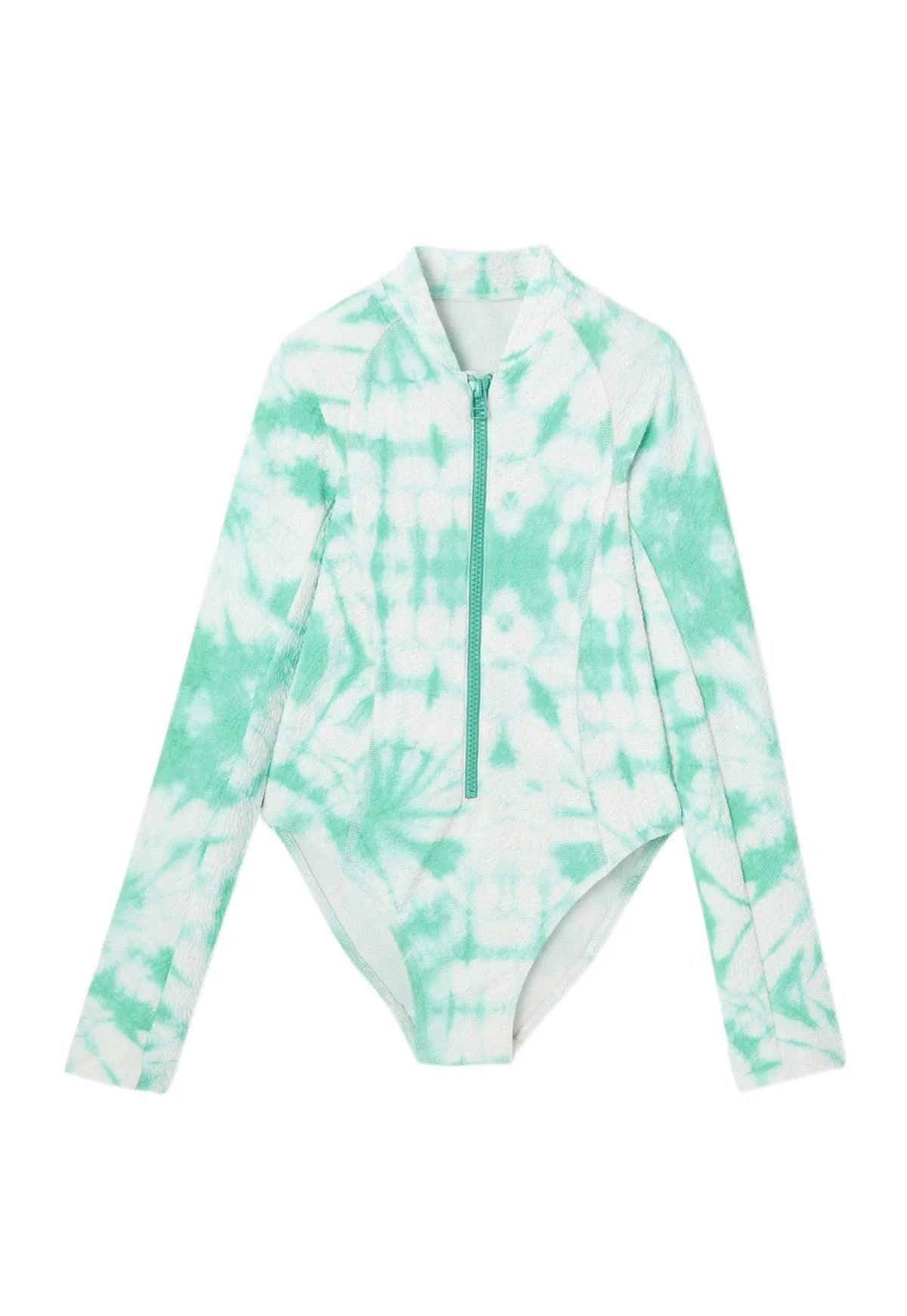 Maillot de bain manches longues anti UV fille, tie dye menthe | COMBI TAHAA - Lison Paris