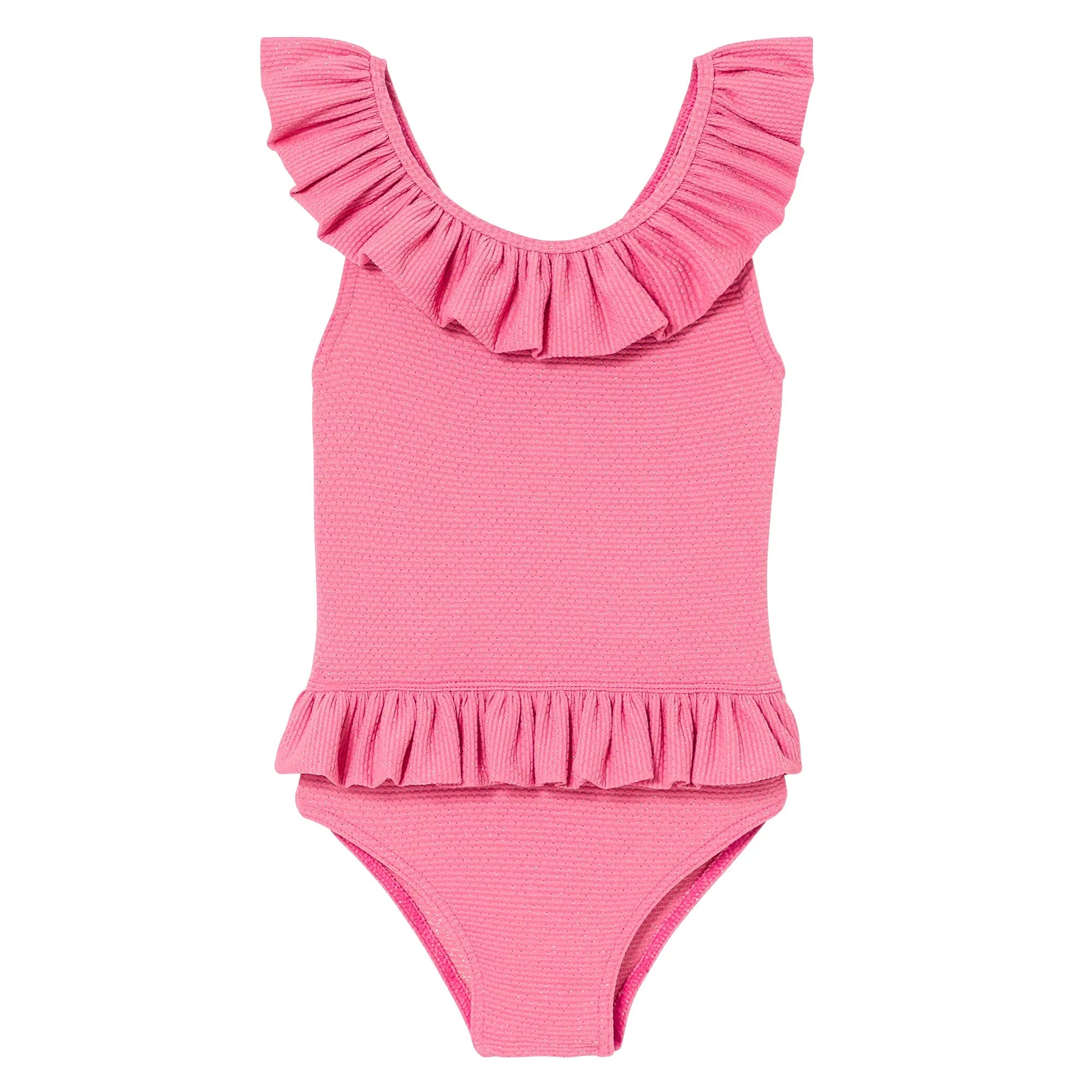 Maillot de bain une pièce bébé fille, piqué rose/or | BAHAMAS BABY - Lison Paris